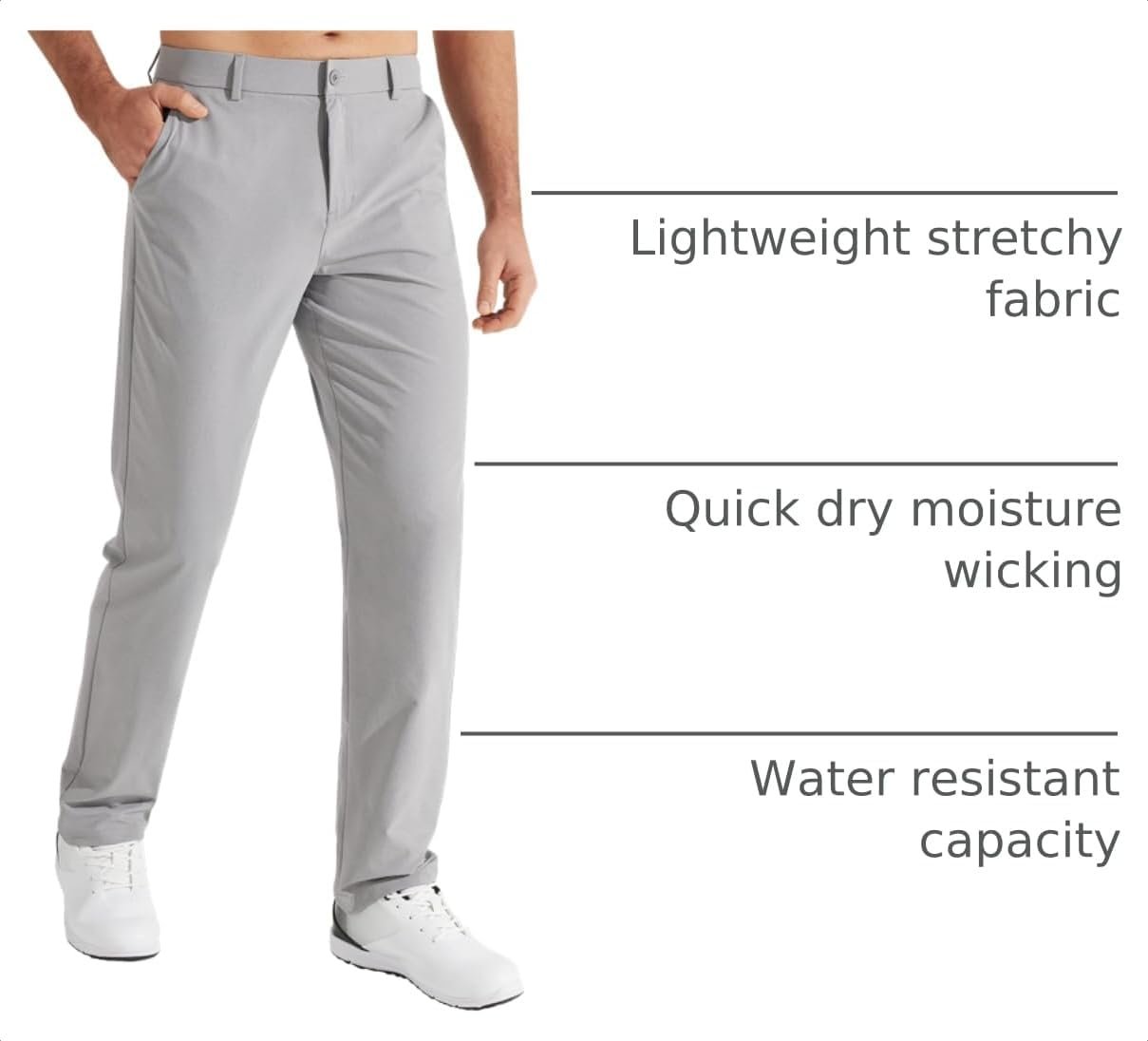 Libin Mens Golf Pants Stretch Work Dress Pants 30"/32"/34" Quick Dry Lightweight Casual Comfy Trousers with Pockets - Image 4