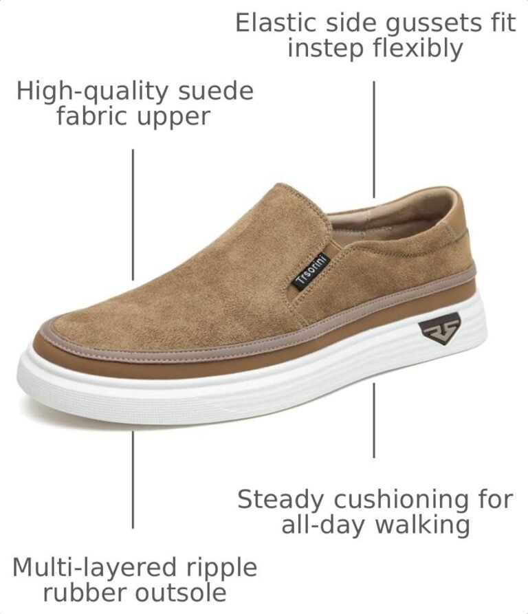 Trsorini Mens Slip-on Loafers Suede Platform Casual Dress Shoes | Soft Brown Suede Upper,Non-Slip Cushioned Insole,Light-Brown Suited For Driving, Walking, Daily Work Outdoor Wear