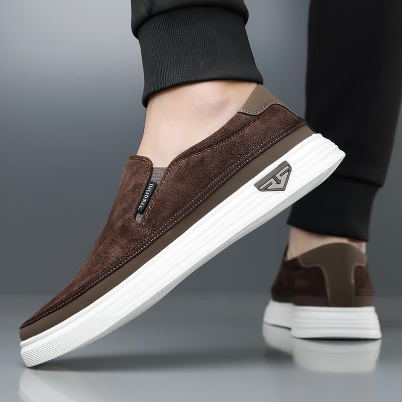 Trsorini Mens Slip-on Loafers Suede Platform Casual Dress Shoes | Soft Brown Suede Upper,Non-Slip Cushioned Insole,Light-Brown Suited For Driving, Walking, Daily Work Outdoor Wear - Image 6