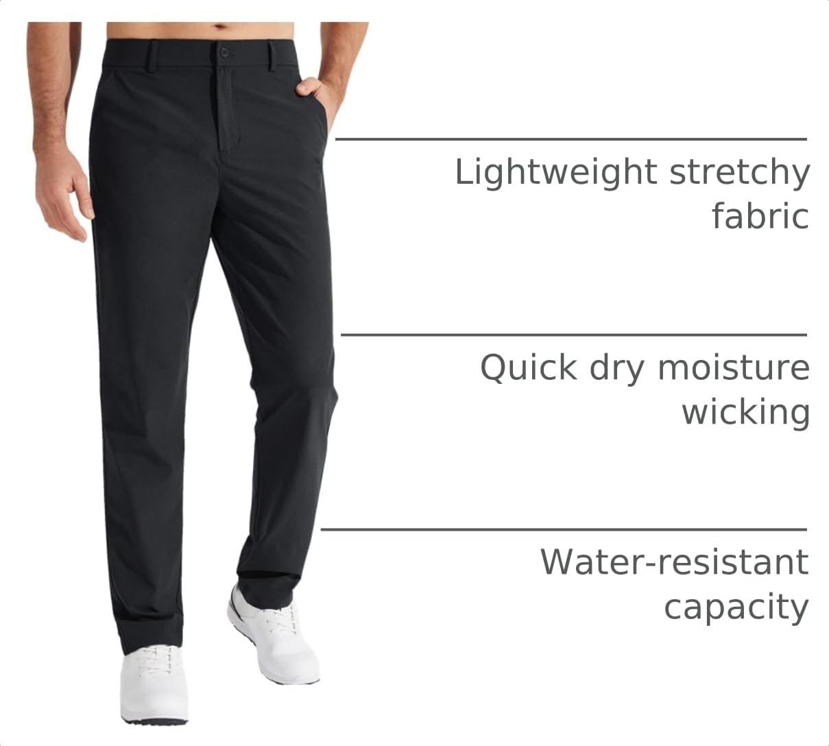 Libin Mens Golf Pants Stretch Work Dress Pants 30"/32"/34" Quick Dry Lightweight Casual Comfy Trousers with Pockets - Image 4