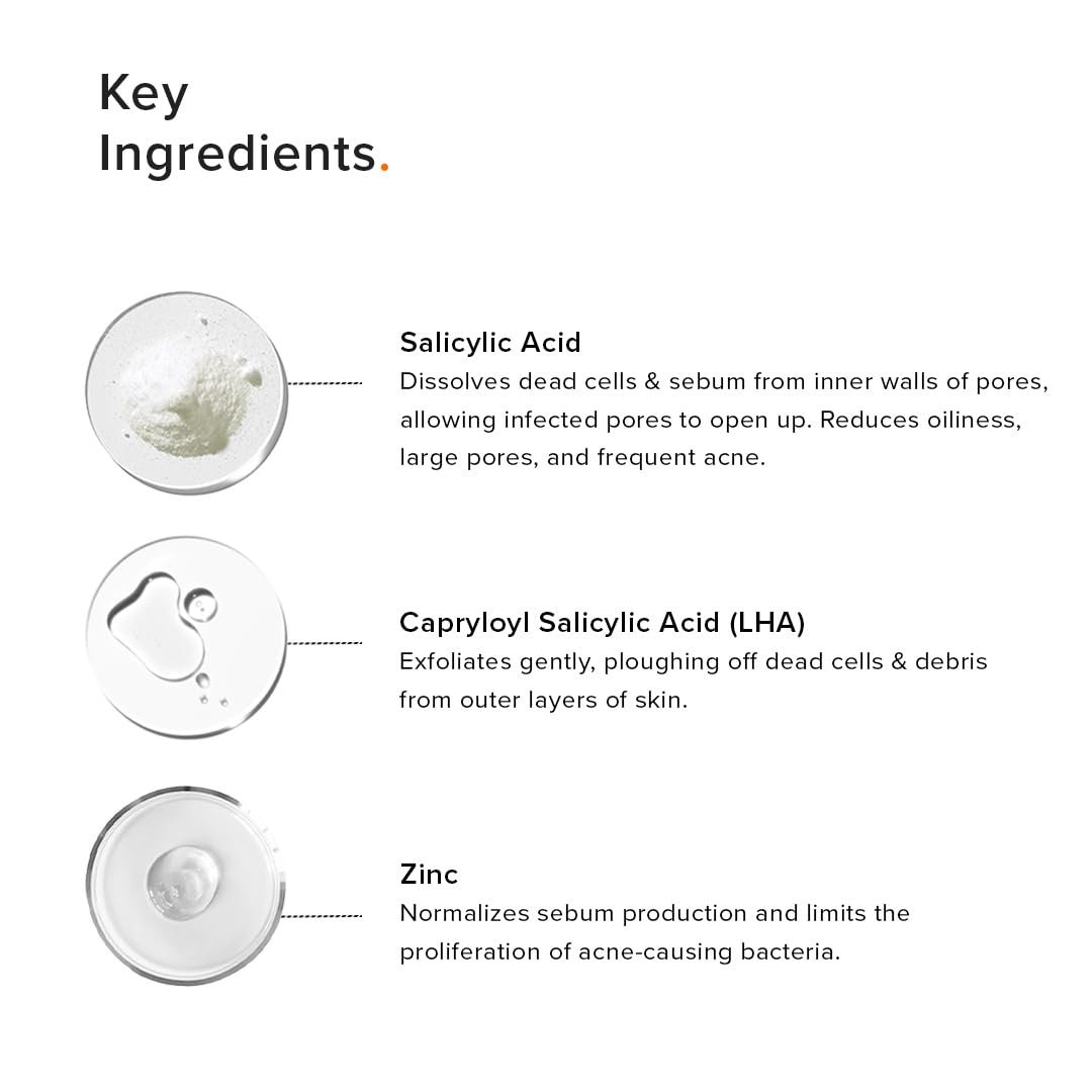 Minimalist Salicylic Acid 2% Face Wash for Oily, Acne Prone Skin | Face Cleanser With LHA & Zinc | Sulphate free Gentle BHA Liquid Exfoliant | For Women & Men | 3.4 Fl Oz / 100 ml - Image 4