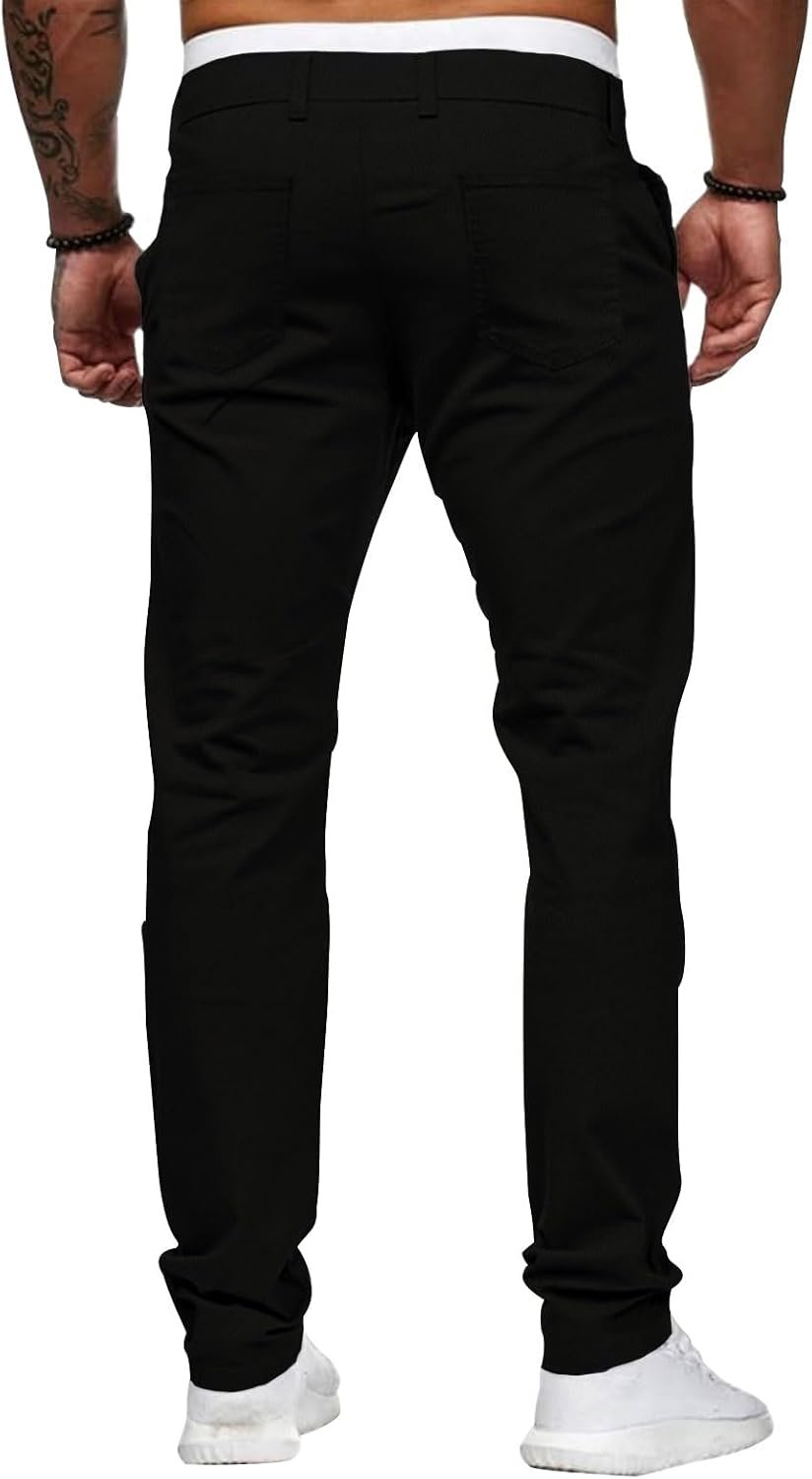 ALLABREVE Men's Chinos Casual Dress Pants Slim Fit Skinny Stretch Flat-Front Lightweight Comfort Slacks - Image 5