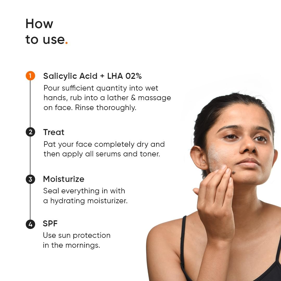 Minimalist Salicylic Acid 2% Face Wash for Oily, Acne Prone Skin | Face Cleanser With LHA & Zinc | Sulphate free Gentle BHA Liquid Exfoliant | For Women & Men | 3.4 Fl Oz / 100 ml - Image 7