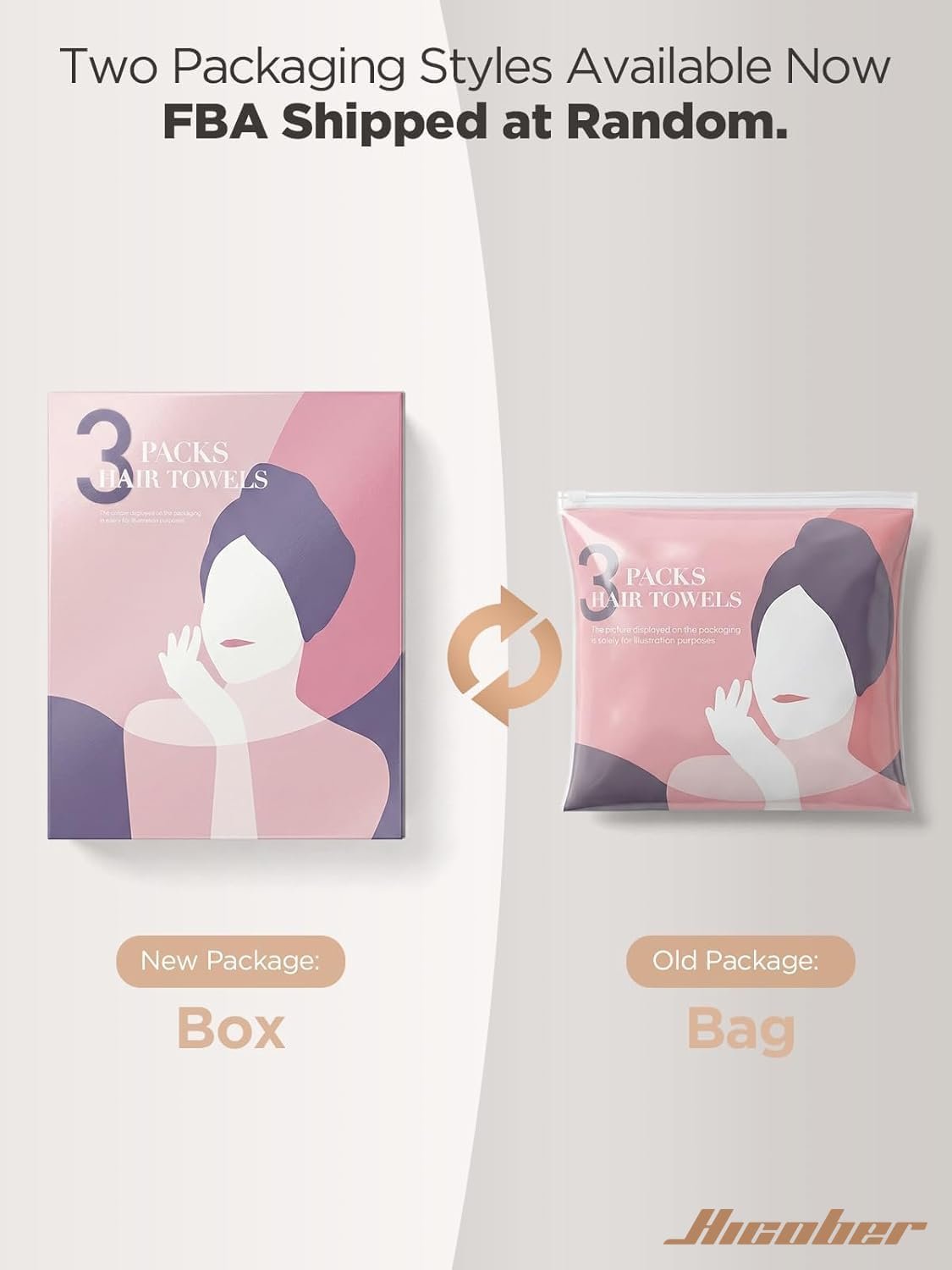 Hicober Microfiber Hair Towel Wrap for Women, Blue Grey Pink, 3-Pack | Soft, highly absorbent wrap helps hair dry faster and stays securely in place on curly, thick or long hair - Image 9