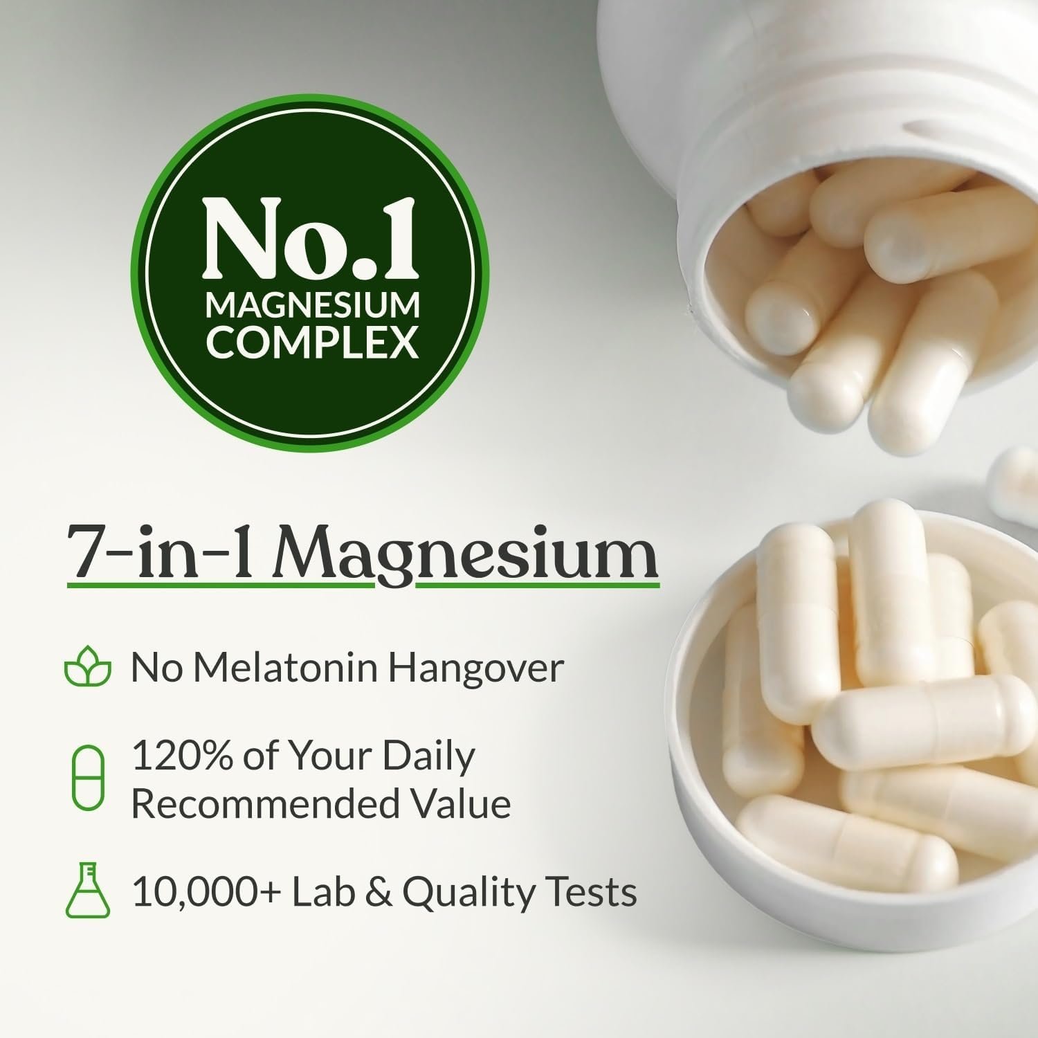BIOptimizers Magnesium Breakthrough Supplement with 500mg - 7 Forms of Magnesium: Glycinate, Malate, Citrate, and More - Natural Support for Sleep and Cognitive Function -60 Capsules- Calming Vitamins - Image 5