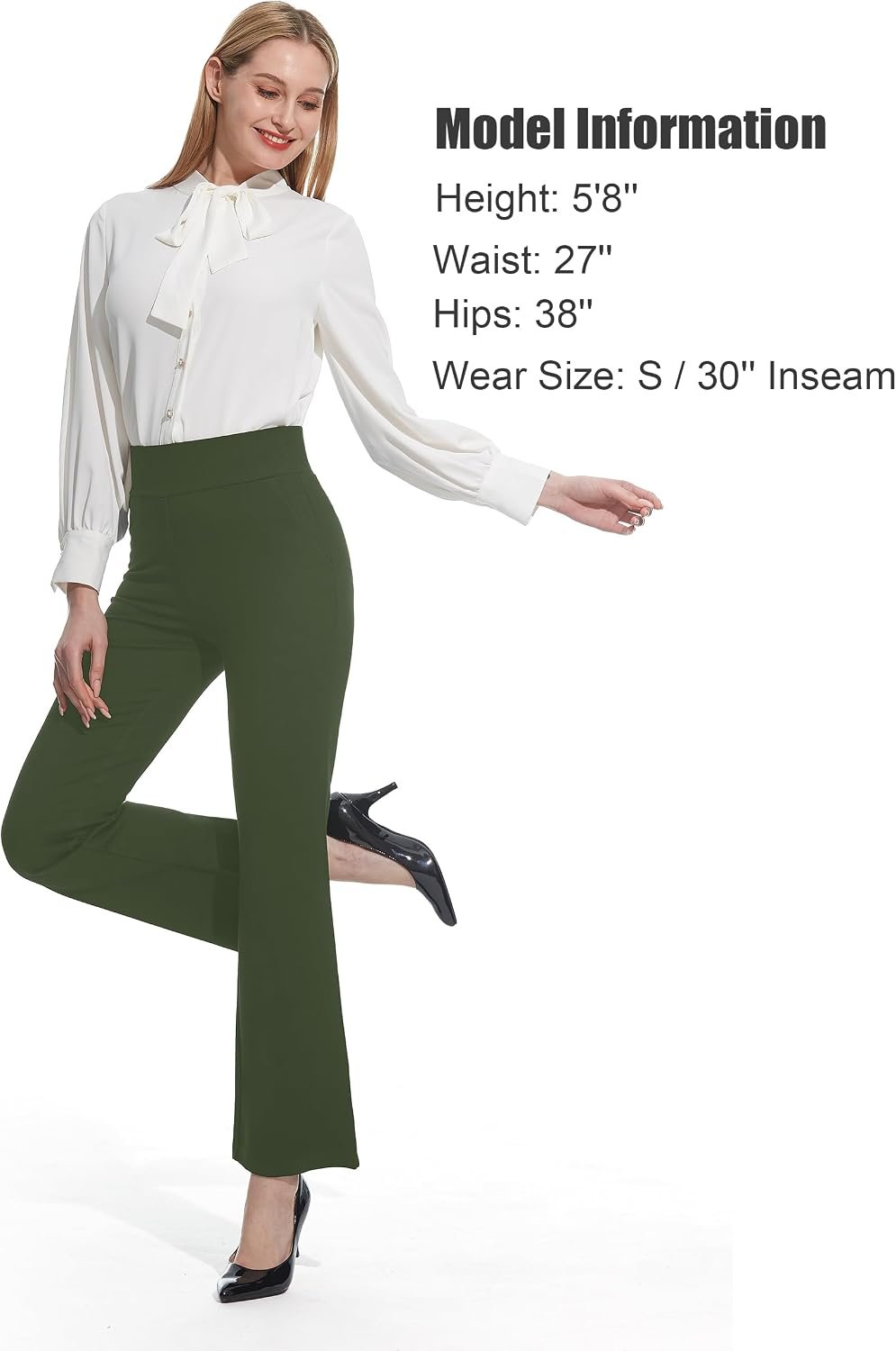 Tapata Women Dress Pants 28"/30"/32"/34" High Waist Stretchy Bootcut Pants Tall, Petite, Regular for Office Business Casual - Image 8