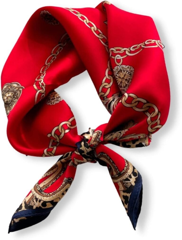 PoeticEHome 100% Mulberry Silk Neck Scarf for Women, 21 x 21 Inch | Small Square Silk Scarf and Bandana for Hair, Handbag or Wrist; Lightweight, Gift-Ready