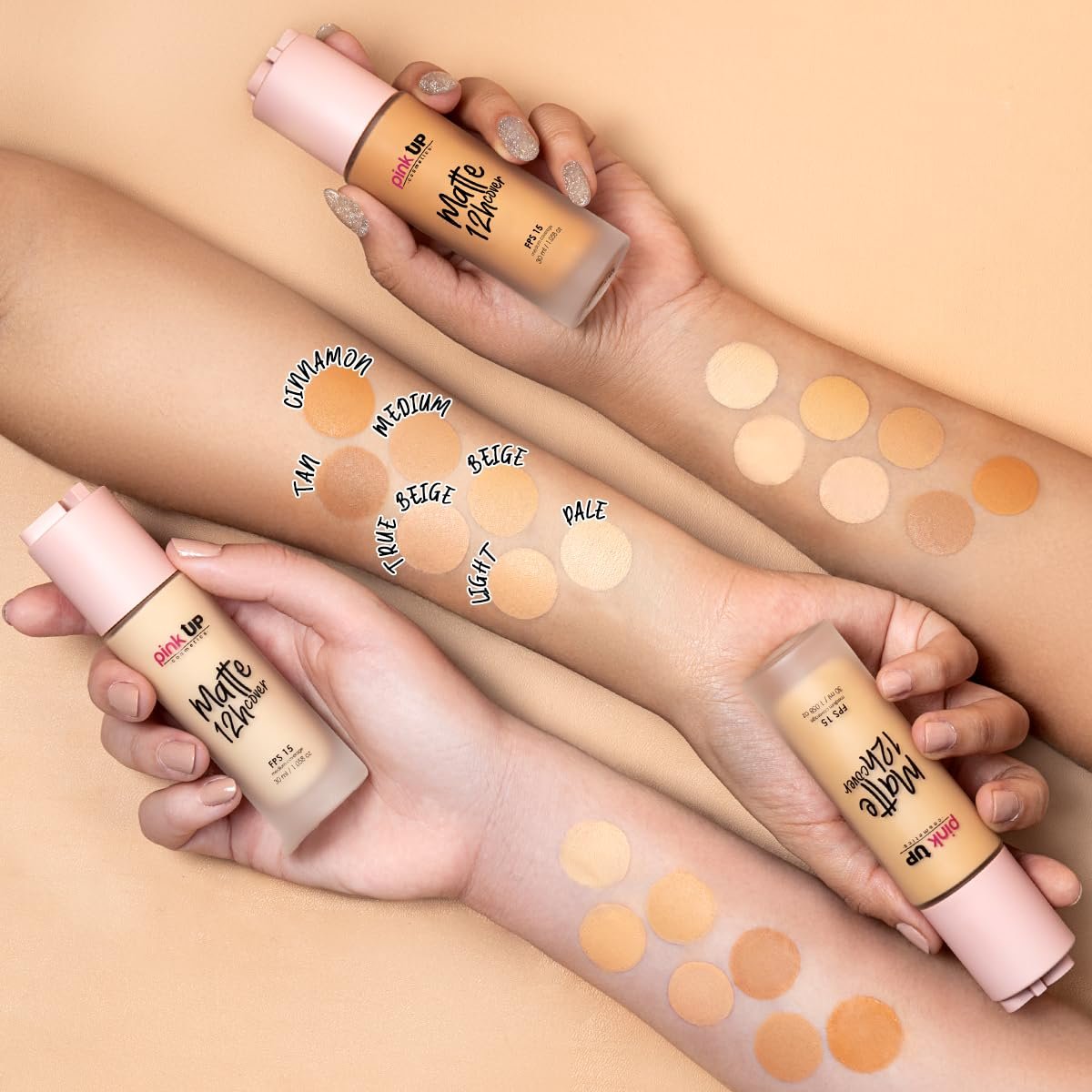 Pink Up | Matte Cover| Liquid Makeup with SPF 15 | 12-hour matte wear | Medium coverage for oily skin | Makeup | Foundation | Lightweight texture | Medium shade | Model PKMHR500 - Image 8