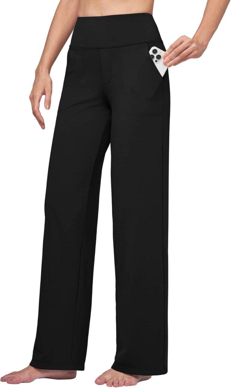 Willit Women's Wide Leg Yoga Pants Work Dress Pants 27" 28" 30" 32" | 4-way stretch, high-waist tummy control, deep pockets, faux fly, 4 inseam lengths—from yoga to office in one pair
