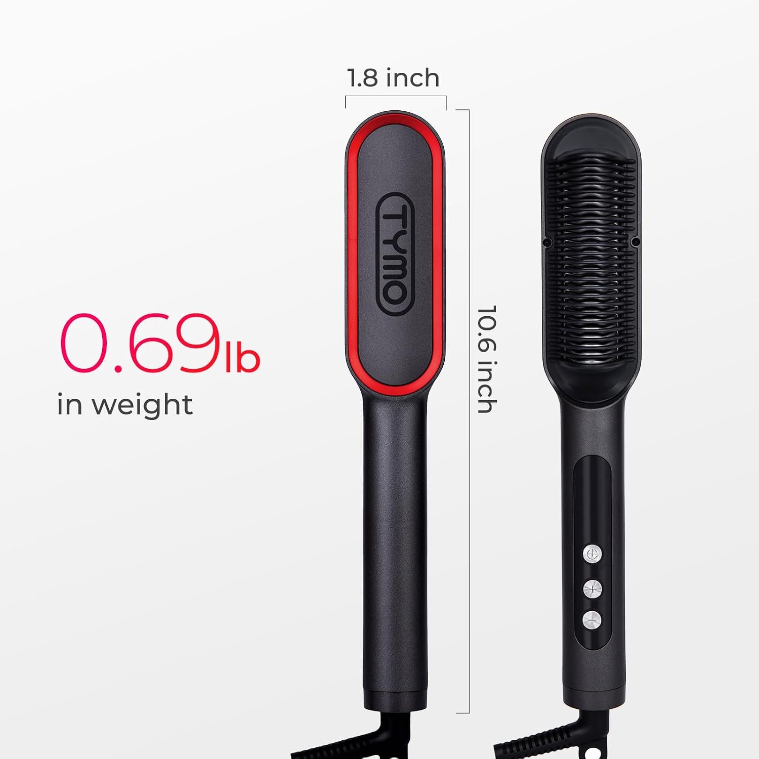 TYMO Ring Plus Hair Straightener Brush, Ionic Straightening Comb, 9 Temps | Straightening Brush with Negative Ions for Women, Titanium Coating, LED Display, Dual Voltage, Black - Image 8