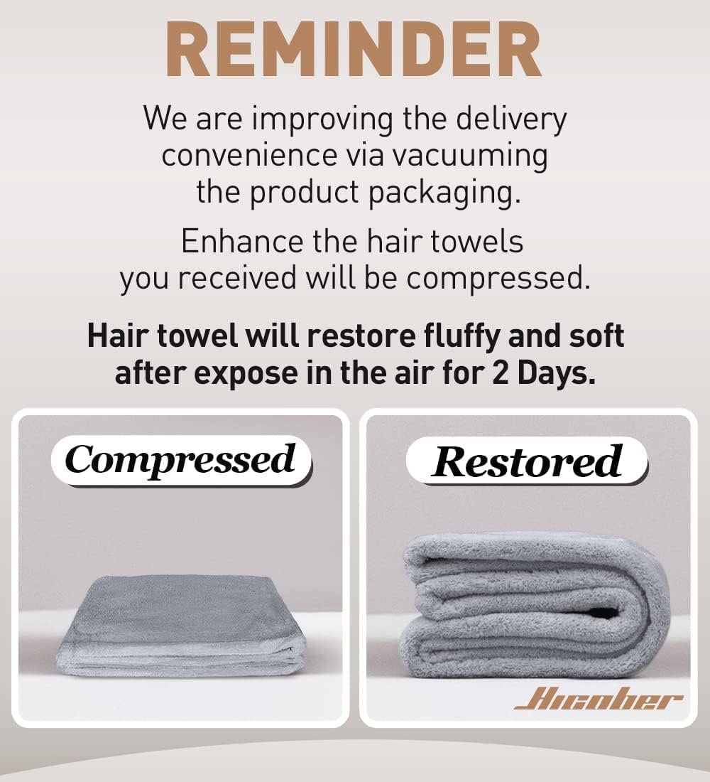 Hicober Microfiber Hair Towel Wrap for Women, Blue Grey Pink, 3-Pack | Soft, highly absorbent wrap helps hair dry faster and stays securely in place on curly, thick or long hair - Image 8