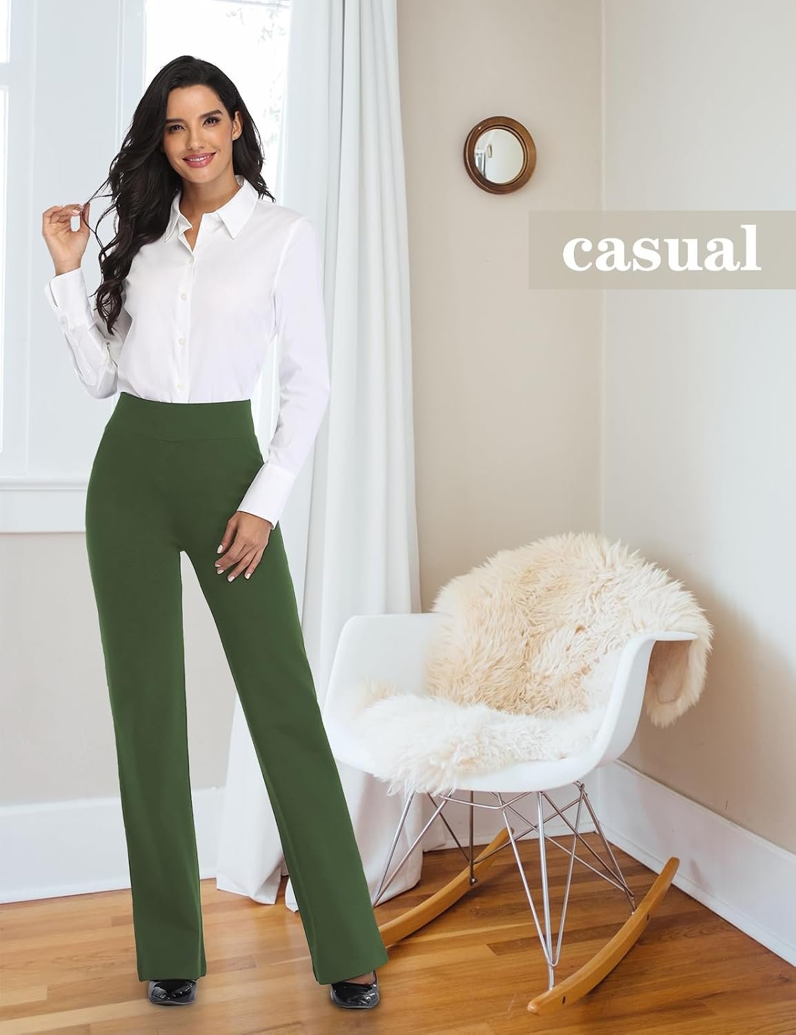 Tapata Women Dress Pants 28"/30"/32"/34" High Waist Stretchy Bootcut Pants Tall, Petite, Regular for Office Business Casual - Image 9