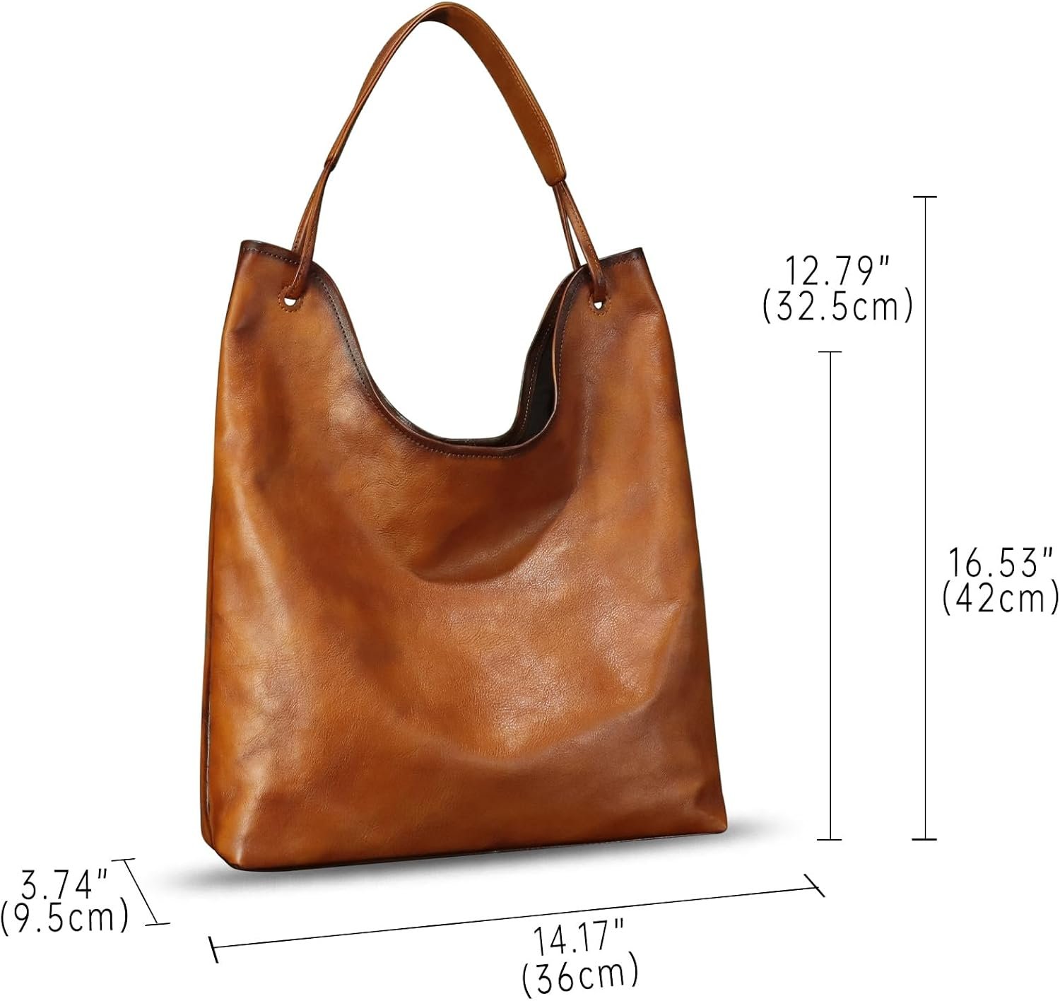 Genuine Leather Hobo Bags for Women Large Tote Bag Vintage Real Leather Shoulder Bag Satchel Purse for Work Notebook - Image 5
