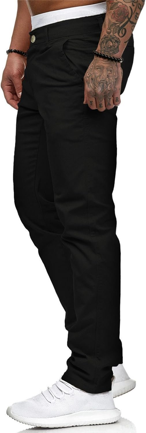 ALLABREVE Men's Chinos Casual Dress Pants Slim Fit Skinny Stretch Flat-Front Lightweight Comfort Slacks - Image 3