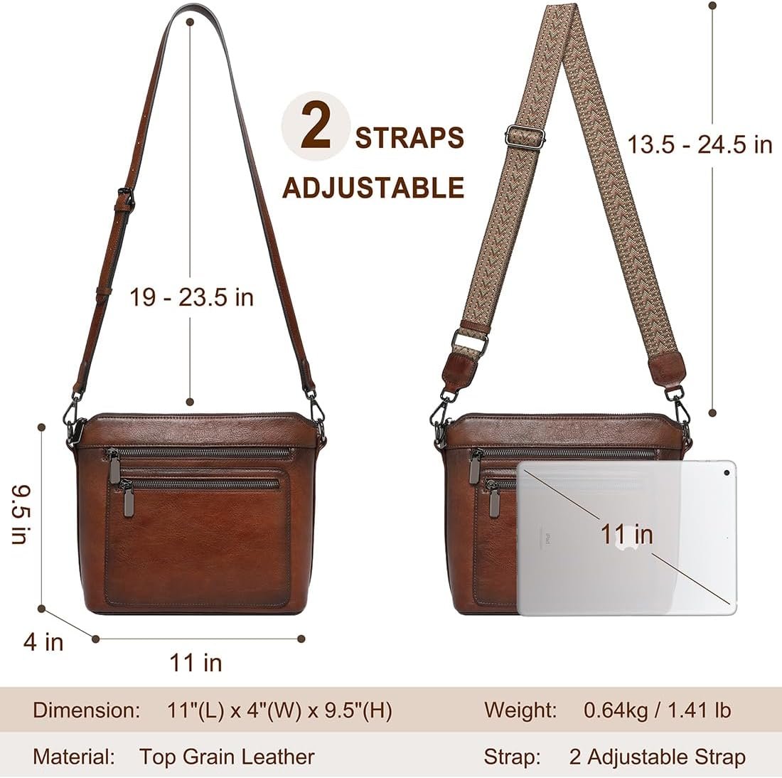 COOLCY Genuine Leather Crossbody Bags for Women Purses and Handbags for Ladies with Multiple Pockets Shoulder Satchel Bag - Image 4