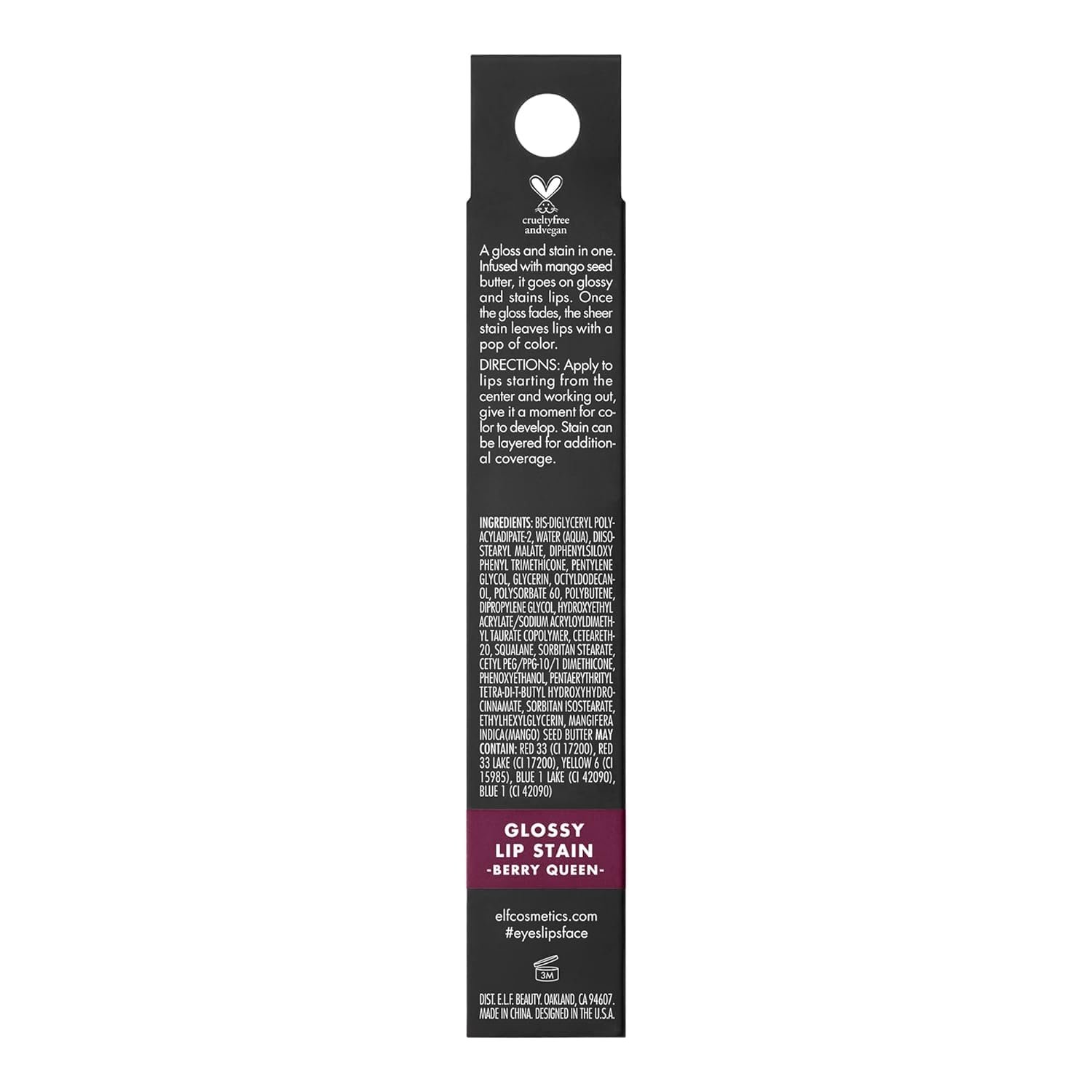 e.l.f. Glossy Lip Stain, Long-Lasting, Lightweight Lip Stain For A Sheer Pop Of Color & Subtle Gloss Finish, Vegan & Cruelty-Free, Berry Queen - Image 2