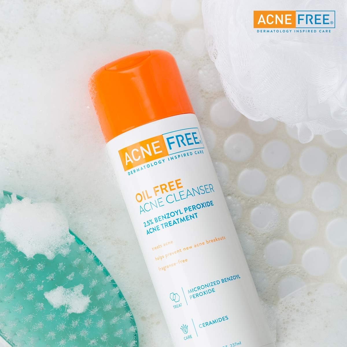 AcneFree Acne Free Oil-Free Cleanser, Benzoyl Peroxide 2.5% with Glycolic Acid to Prevent and Treat Breakouts Unscented, 8 Fl Oz - Image 6