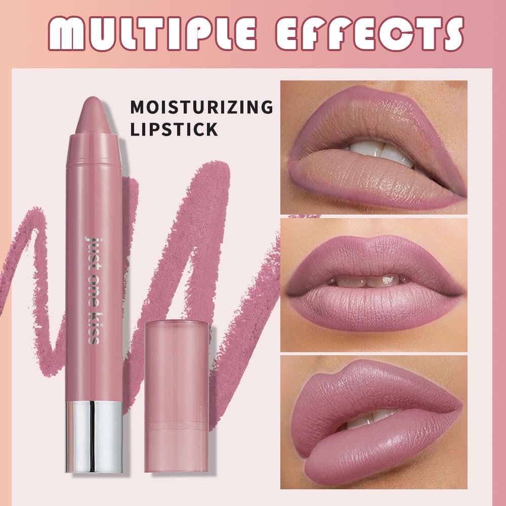 Pink Mauve Hydrating Cream Lipstick Lip Crayon for Women, Natural Moisturizing Lipstick Smooth Apply, Retractable Lips Liner Crayon for Ombre Shades, Pinky Tinted Lip Balm Color in One, 07 - Image 4