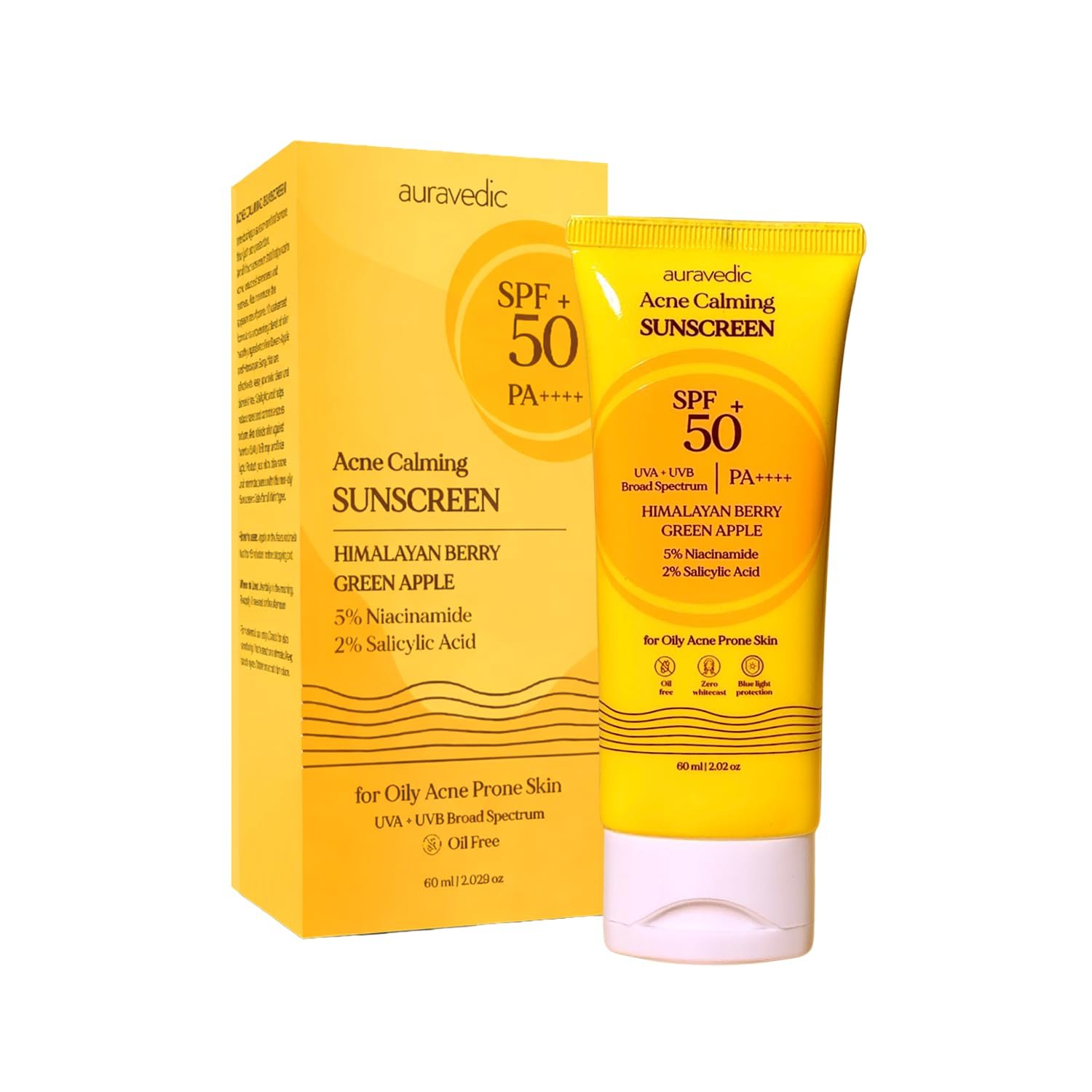 Auravedic Acne Calming Sunscreen SPF 50 PA++++ | Oil Free Face Sunscreen for Acne Prone Skin & Oily Skin | 5% Niacinamide & 2% Salicylic Acid | Non-Comedogenic, No White Cast, Matte Finish, 2.03 Fl Oz - Image 11