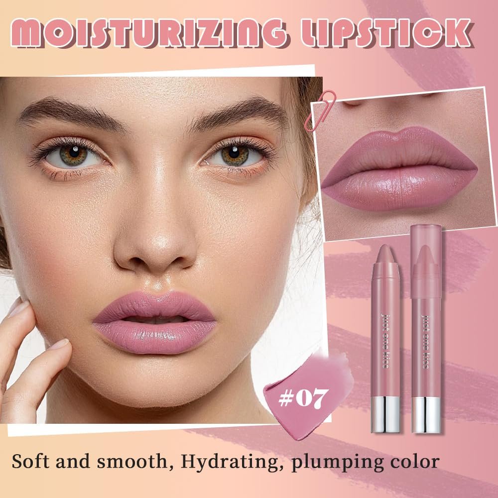 Pink Mauve Hydrating Cream Lipstick Lip Crayon for Women, Natural Moisturizing Lipstick Smooth Apply, Retractable Lips Liner Crayon for Ombre Shades, Pinky Tinted Lip Balm Color in One, 07 - Image 3