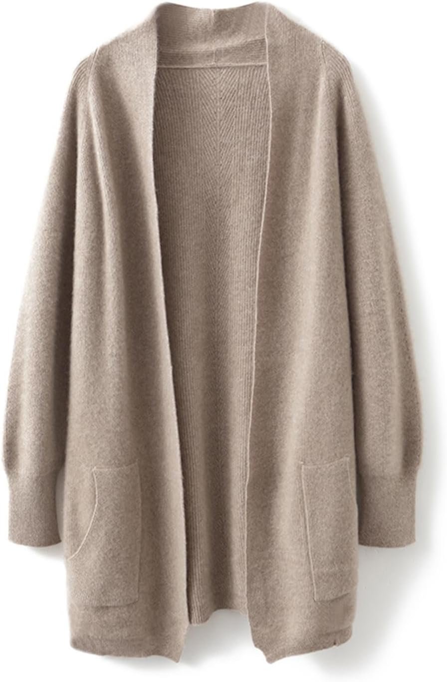 Cardigans Women's Sweater Thick Coat with Pockets 100% Merino Wool Knitted Jacket Autumn Winter - Image 4