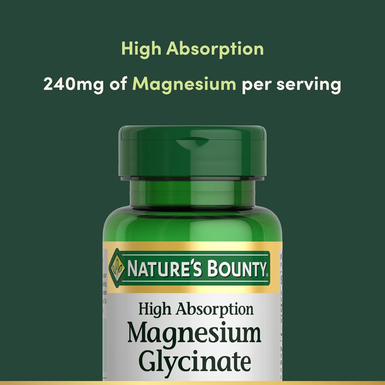 Nature’s Bounty High Absorption Magnesium Glycinate 240 mg for Supporting Muscle Relaxation and Bone, Heart & Nerve Health – Non-GMO, Gluten-Free, Vegetarian, 120 Count/60 Servings - Image 3