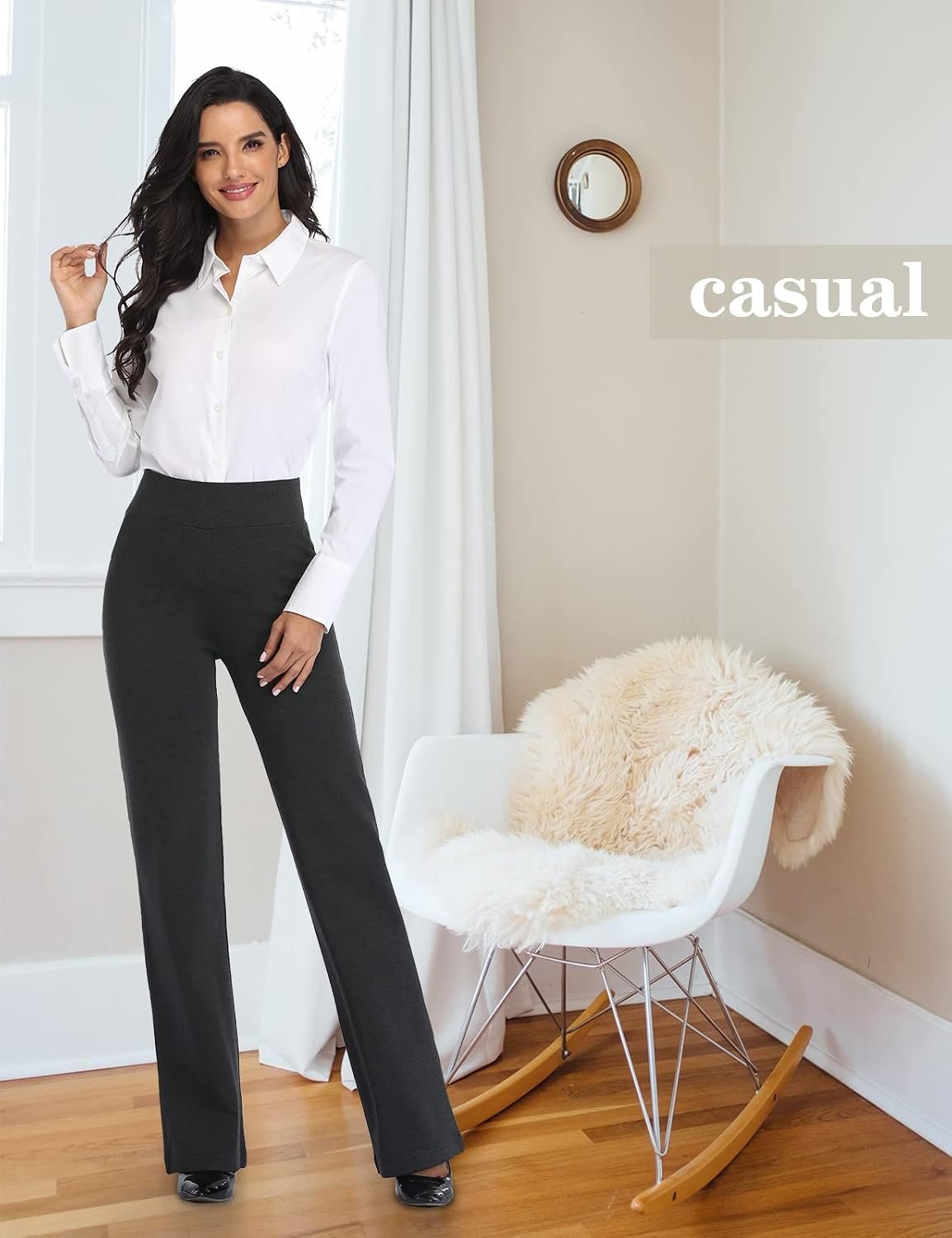 Tapata Women Dress Pants 28"/30"/32"/34" High Waist Stretchy Bootcut Pants Tall, Petite, Regular for Office Business Casual - Image 9
