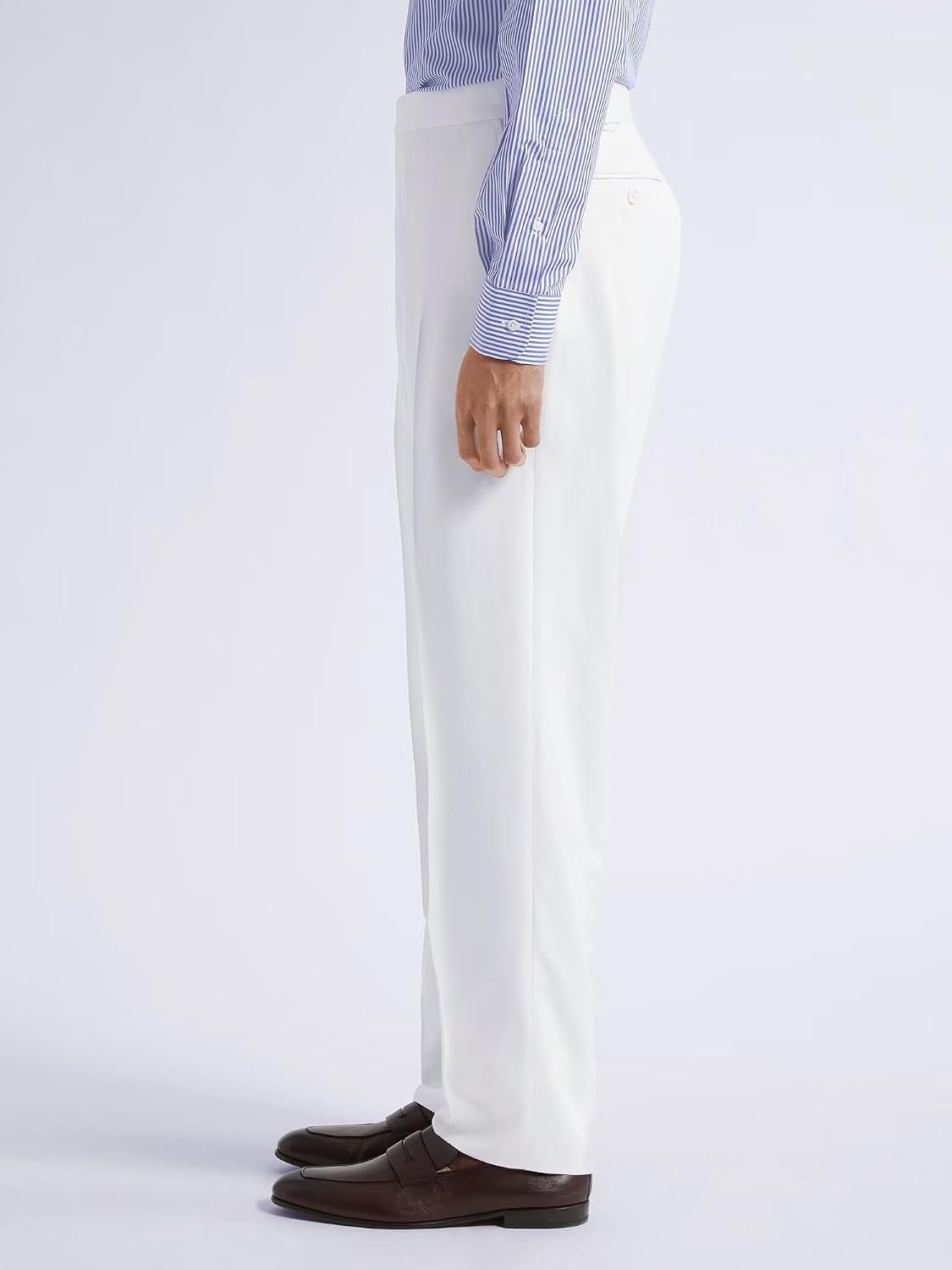 Men's Dress Pants Slim Fit Flat Front Suit Pant for Men Hidden Expandable Waist Suit Trousers Casual Suit Slacks - Image 2