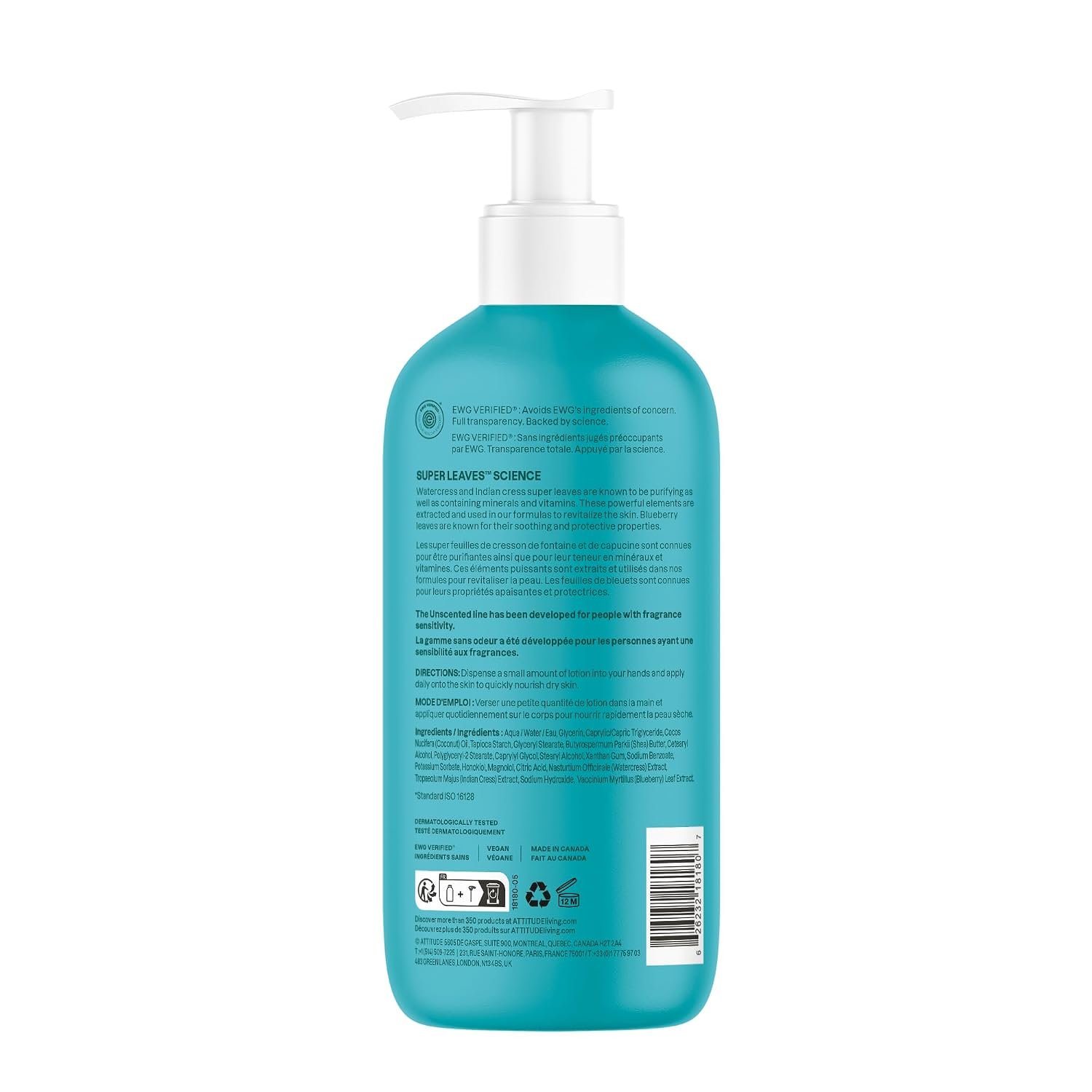 ATTITUDE Body Lotion, EWG Verified Moisturizer, Vegan Skin Care Products, Non-Greasy, Hydrating for Dry Skin, Cruelty Free, Extra Gentle, Unscented, 16 Fl Oz - Image 8