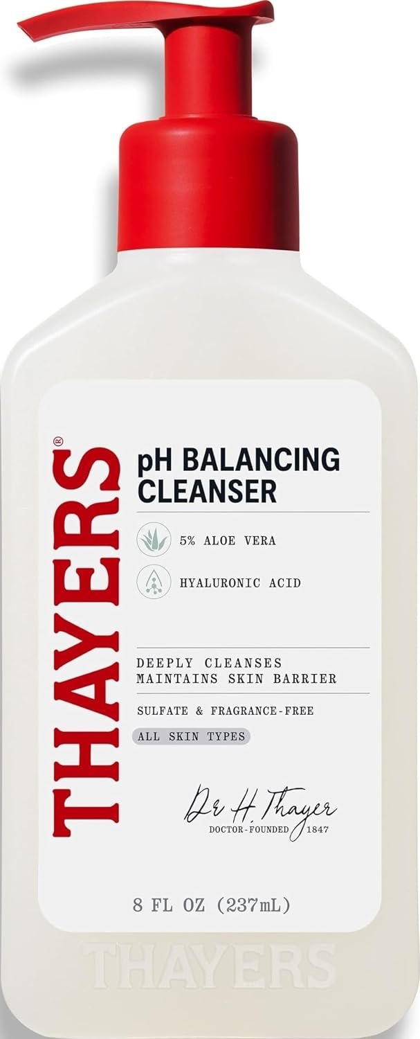 THAYERS pH Balancing Daily Cleanser, Face Wash with Aloe Vera, Gentle and Hydrating Skin Care for Dry, Oily, or Acne Prone Skin, 8 FL Oz.