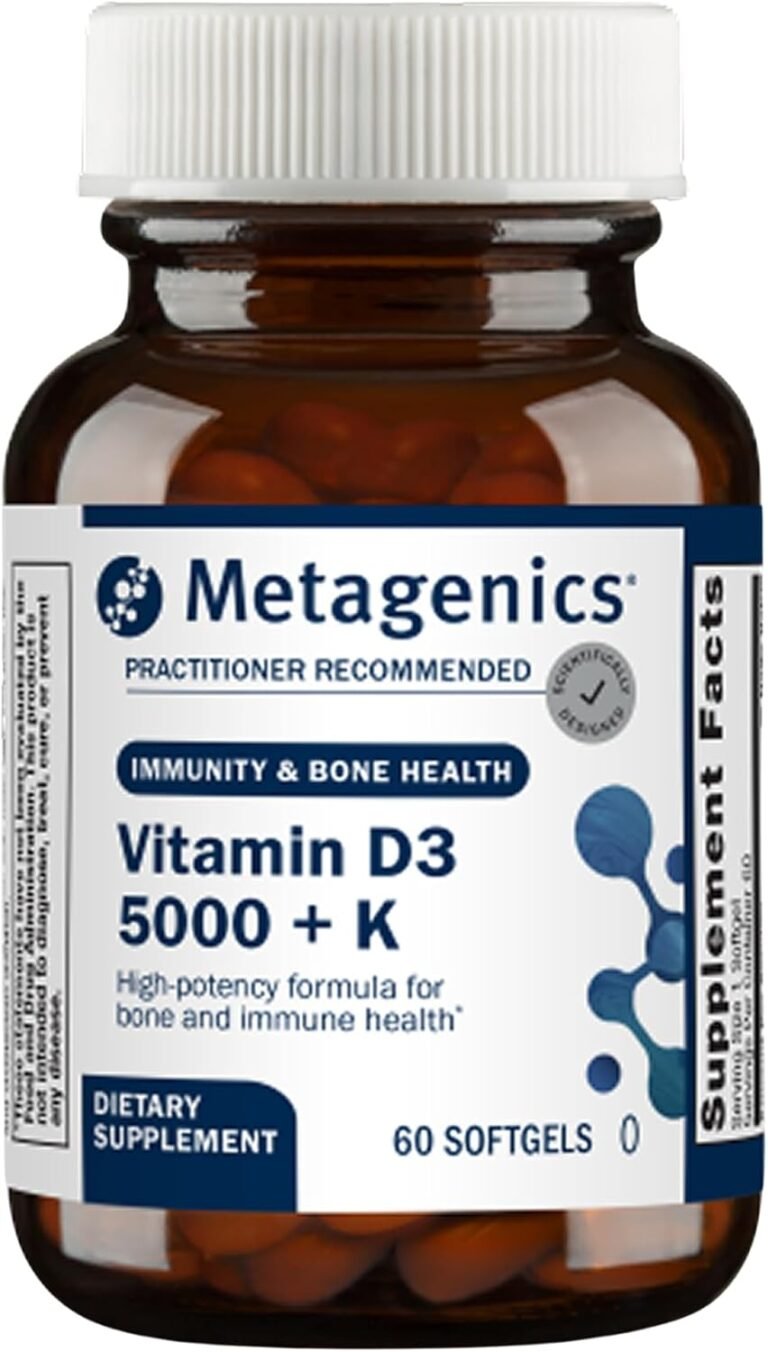 Metagenics Vitamin D3 and Vitamin K2 5,000 IU with MK-7, 60 Softgels | Vitamin D3 with K2 MK-7 for Immune Support, Bone and Heart Health, Non-GMO, Gluten-Free, High-Potency 5,000 IU