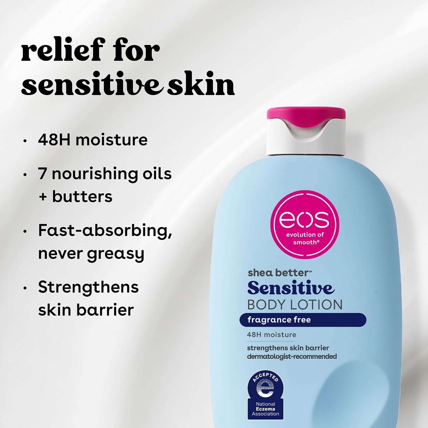 eos Shea Better Sensitive Skin Body Lotion- Fragrance Free, 48HR Moisture, 16 fl oz - Image 4