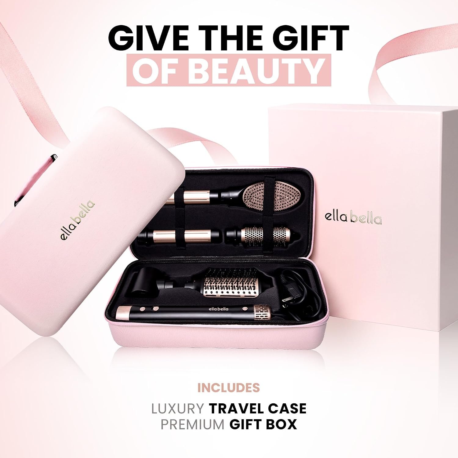 ELLA BELLA® 6 in 1 Professional Hot Air Styler & Straightener, Fast Drying | Powerful Hair Dryer Set - Styling Without Heat Damage. Curling, Volumizing. Includes Protective Travel Case - Image 7