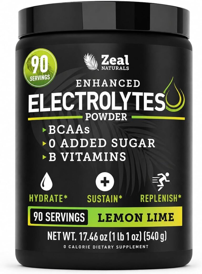Zeal Naturals Electrolyte Powder - 90 Servings | Keto Electrolytes Powder | Zero Sugar, BCAAs, B-Vitamins | Potassium, Zinc, Magnesium | Hydration Powder Recovery Drink | Lemon Lime