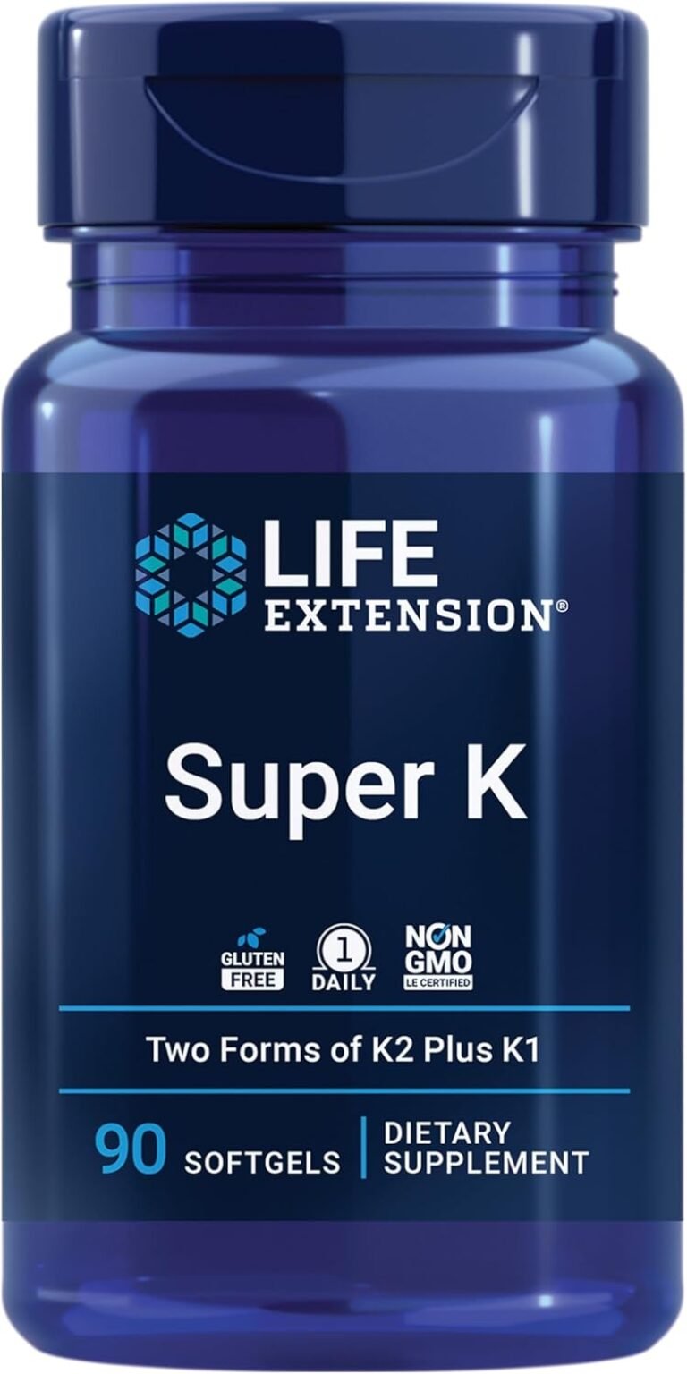 Life Extension Super K, Vitamin K Supplement, 2000 Mcg Vitamin K and 1180 Mcg Vitamin K2, Heart Health, Once-Daily, 90 Softgels | Vitamin K1, K2 MK-7 & K2 MK-4 for Heart & Arterial Health and Calcium Balance; 3-Month Supply, 1 Daily, Gluten-Free & Non-GMO