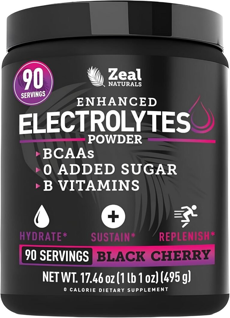 Zeal Naturals Electrolyte Powder - 90 Servings | Keto Electrolytes Powder | Zero Sugar, BCAAs, B-Vitamins | Potassium, Zinc, Magnesium | Hydration Powder Recovery Drink | Black Cherry