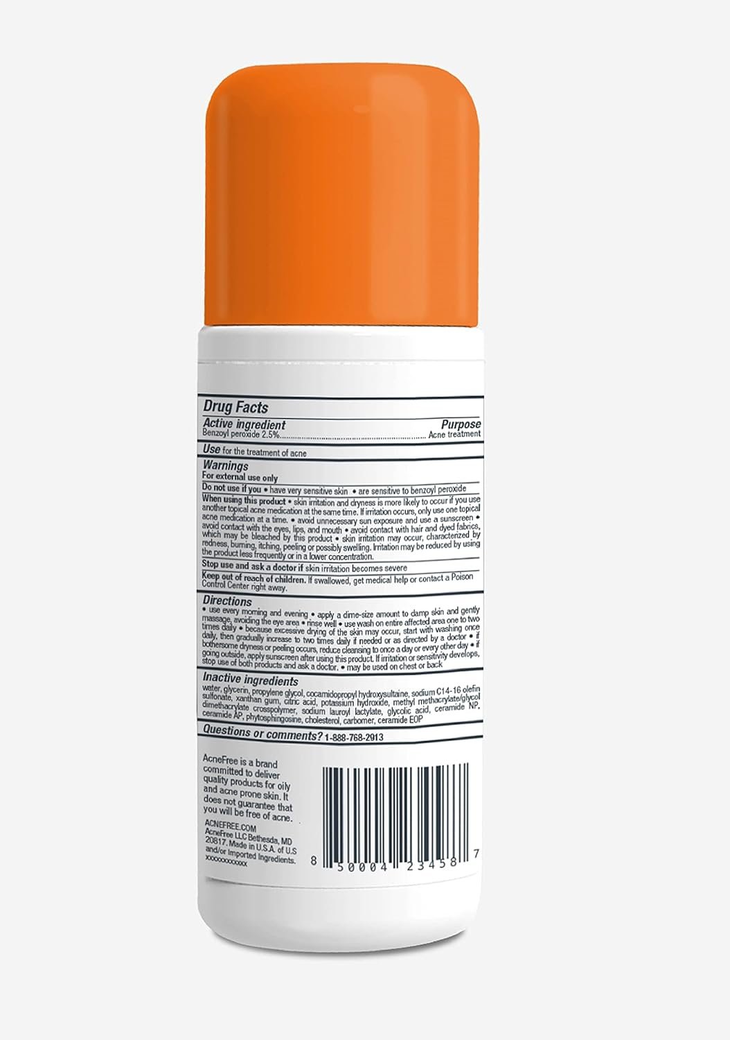 AcneFree Acne Free Oil-Free Cleanser, Benzoyl Peroxide 2.5% with Glycolic Acid to Prevent and Treat Breakouts Unscented, 8 Fl Oz - Image 4