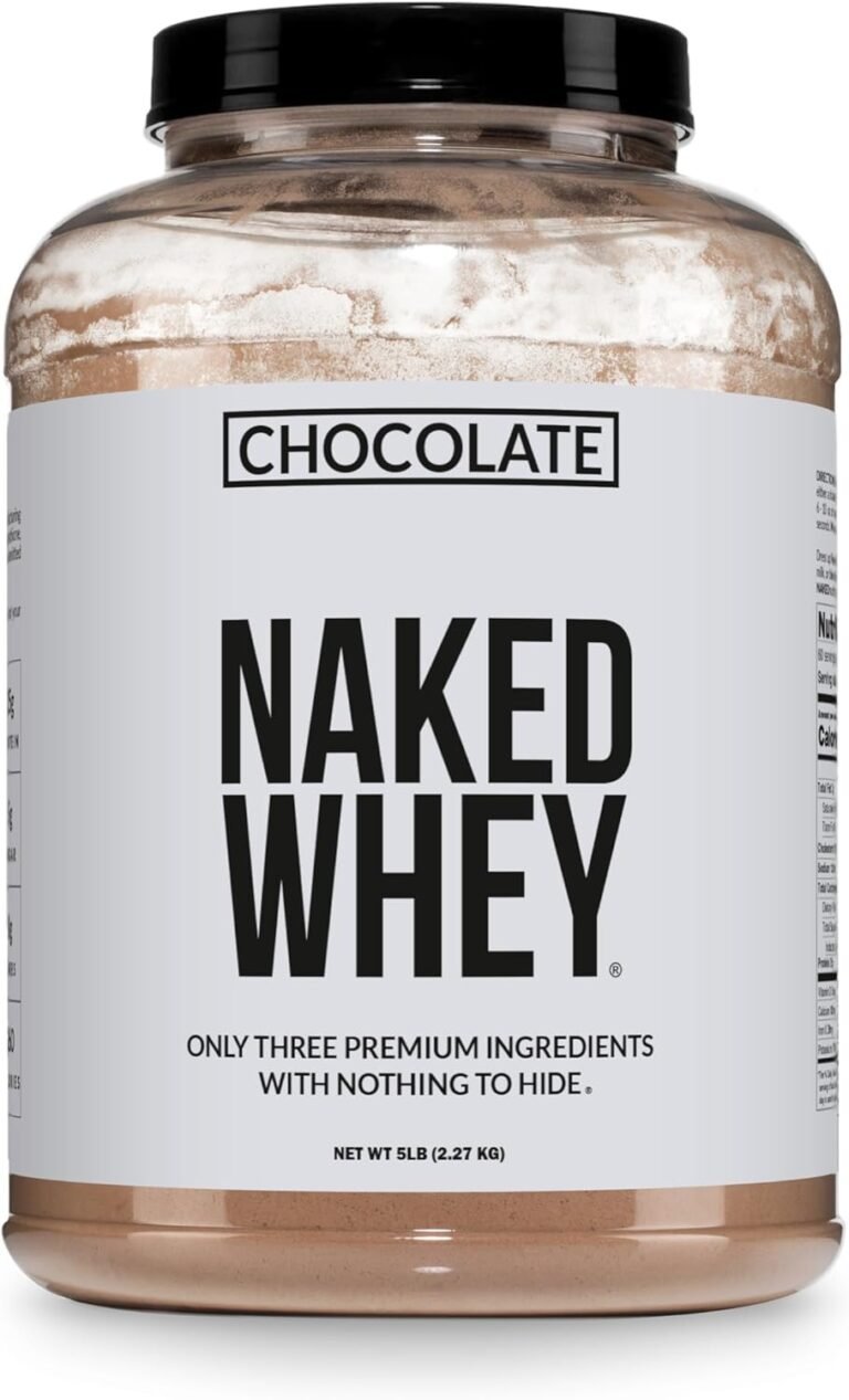 NAKED Whey Protein Supplement Powder, Chocolate, NSF Certified, GMO Free, Soy Free, Gluten Free Aid Muscle Growth and Recovery 60 Servings, 5 Ib