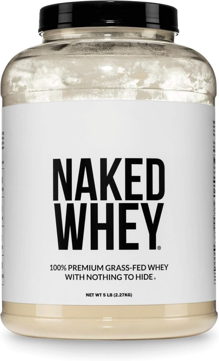 NAKED Whey 5LB 100% Grass Fed Unflavored Whey Protein Powder - Only 1 Ingredient, NSF Certified, Undenatured, Gluten Free, Soy Free, Promote Muscle Growth and Recovery - 76 Servings
