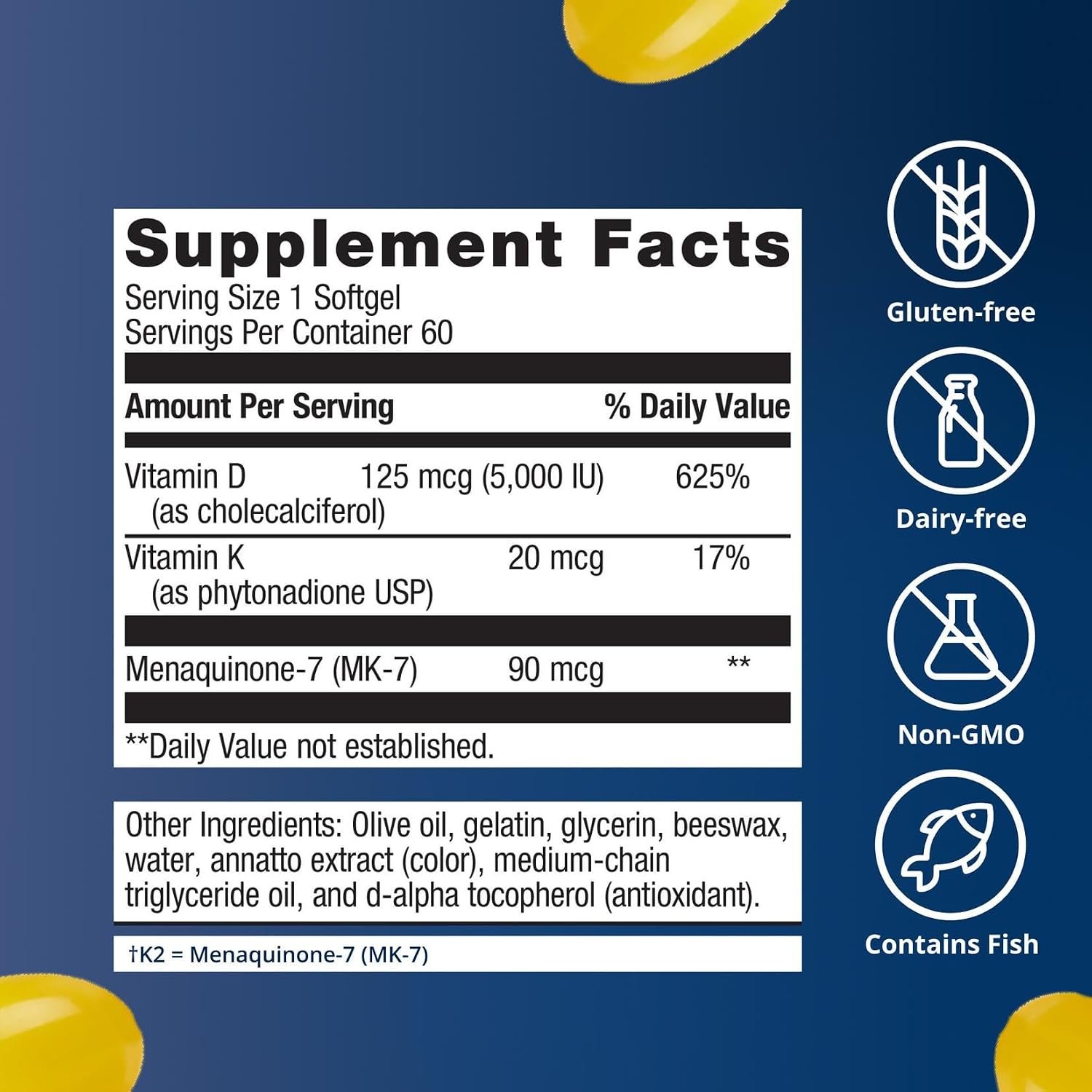 Metagenics Vitamin D3 and Vitamin K2 5,000 IU with MK-7, 60 Softgels | Vitamin D3 with K2 MK-7 for Immune Support, Bone and Heart Health, Non-GMO, Gluten-Free, High-Potency 5,000 IU - Image 5
