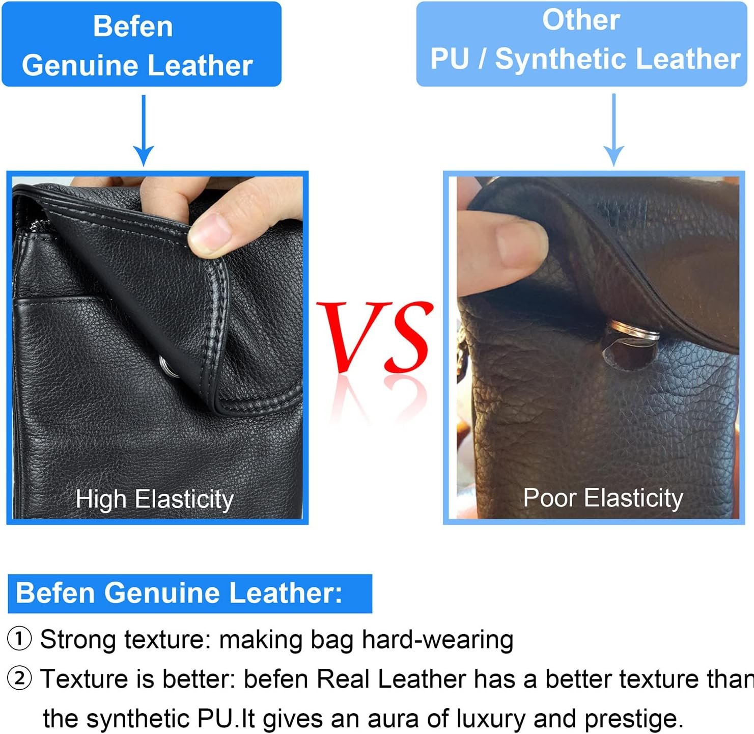 befen Genuine Leather Small Crossbody Bags for Women Cell Phone Travel Bag - Image 9