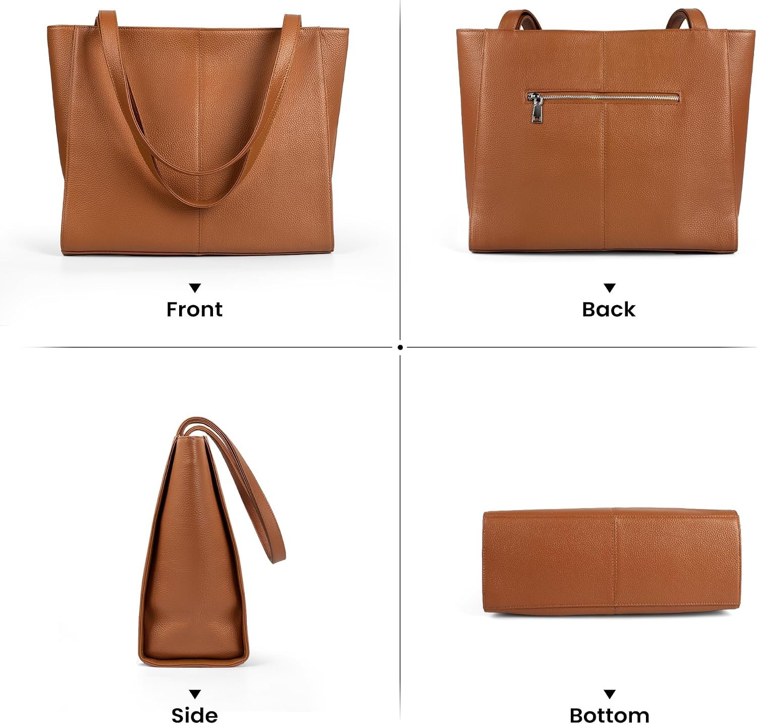 befen Genuine Leather Tote Bag for Women Work Travel Leather Purse Handbags - Image 6