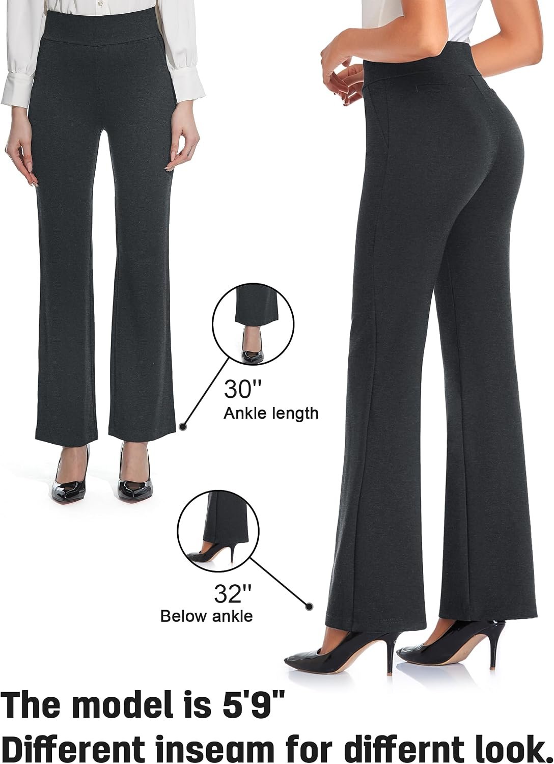 Tapata Women Dress Pants 28"/30"/32"/34" High Waist Stretchy Bootcut Pants Tall, Petite, Regular for Office Business Casual - Image 4