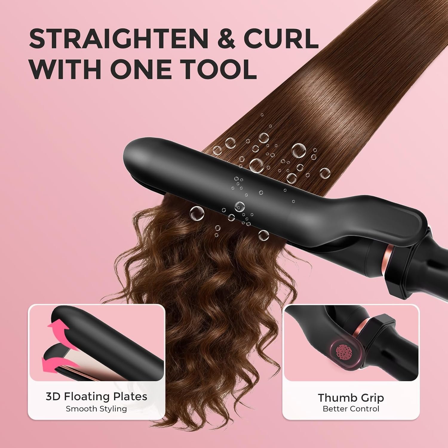 Ufree 5 in 1 Curling Iron with Interchangeable Ceramic Barrels (0.35"-1.25"), Curling Wand Set with Flat Iron Hair Straightener, Instant Heat Up, Dual Voltage Hair Curler, Gifts for Women - Image 5