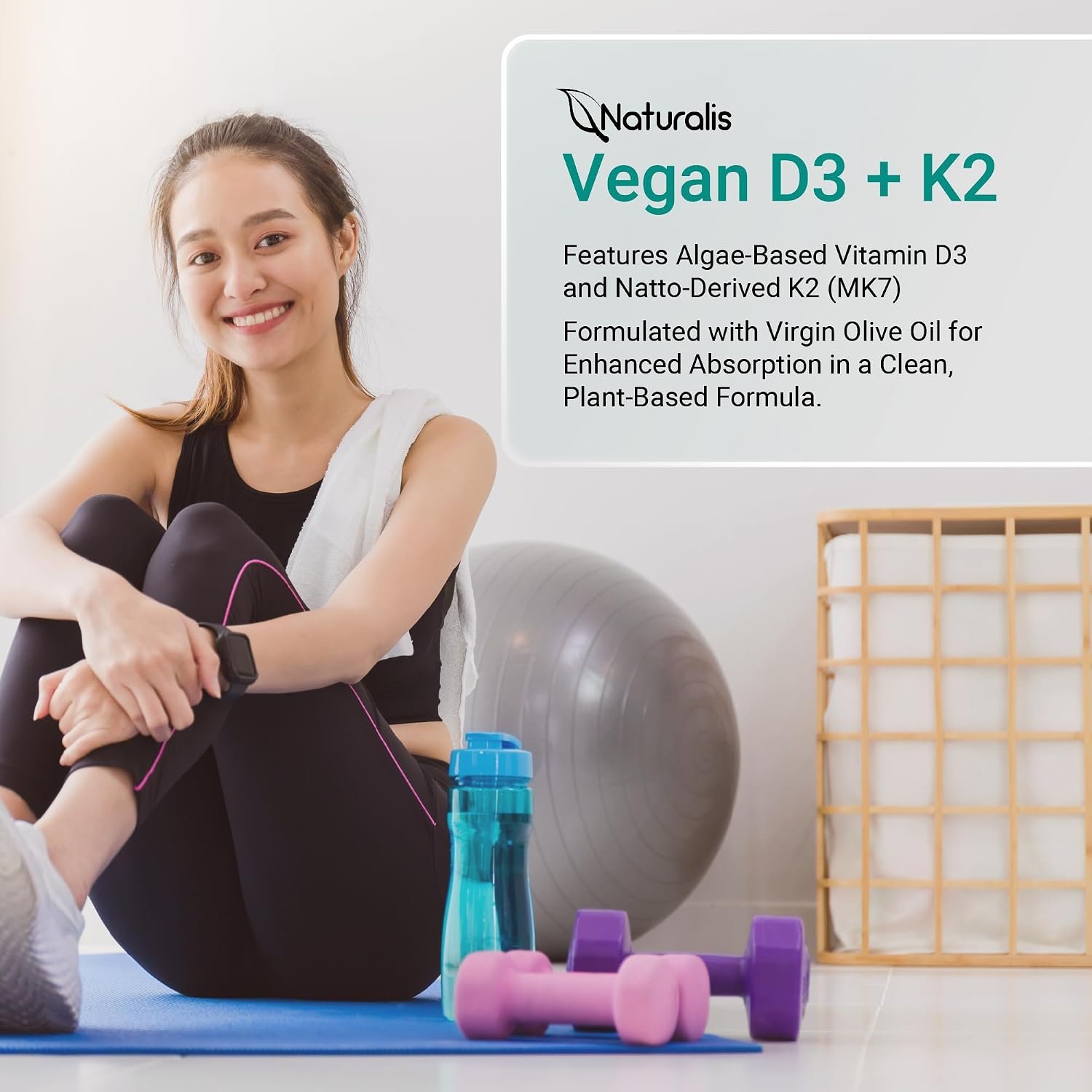 Naturalis Vegan Vitamin D3+K2 from Algae | 5000 IU D3 with 120mcg MK7 | Vegan Society Certified,Sustainably Sourced,Better Than Animal Derived | Better Support for Bone & Immune Health* | 60 Softgels - Image 7