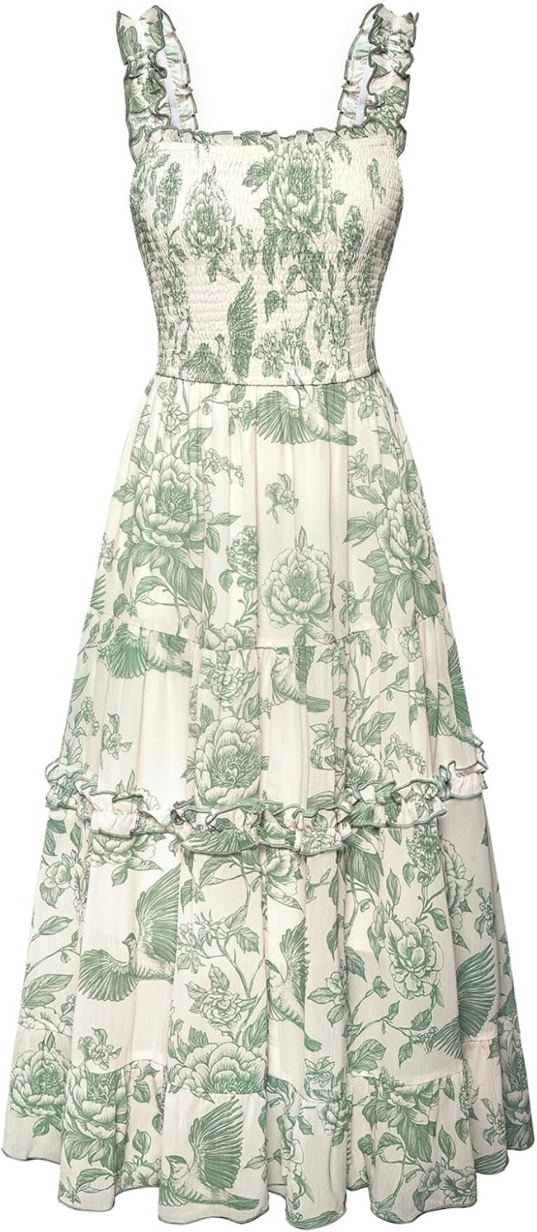 Scarlet Darkness Floral Dress for Women 2026 Summer Dress Flowy Sundress | Smocked, Square Neck, Tiered, Sleeveless, Boho, for Easter, Beach, Vacation, Graduation, Casual