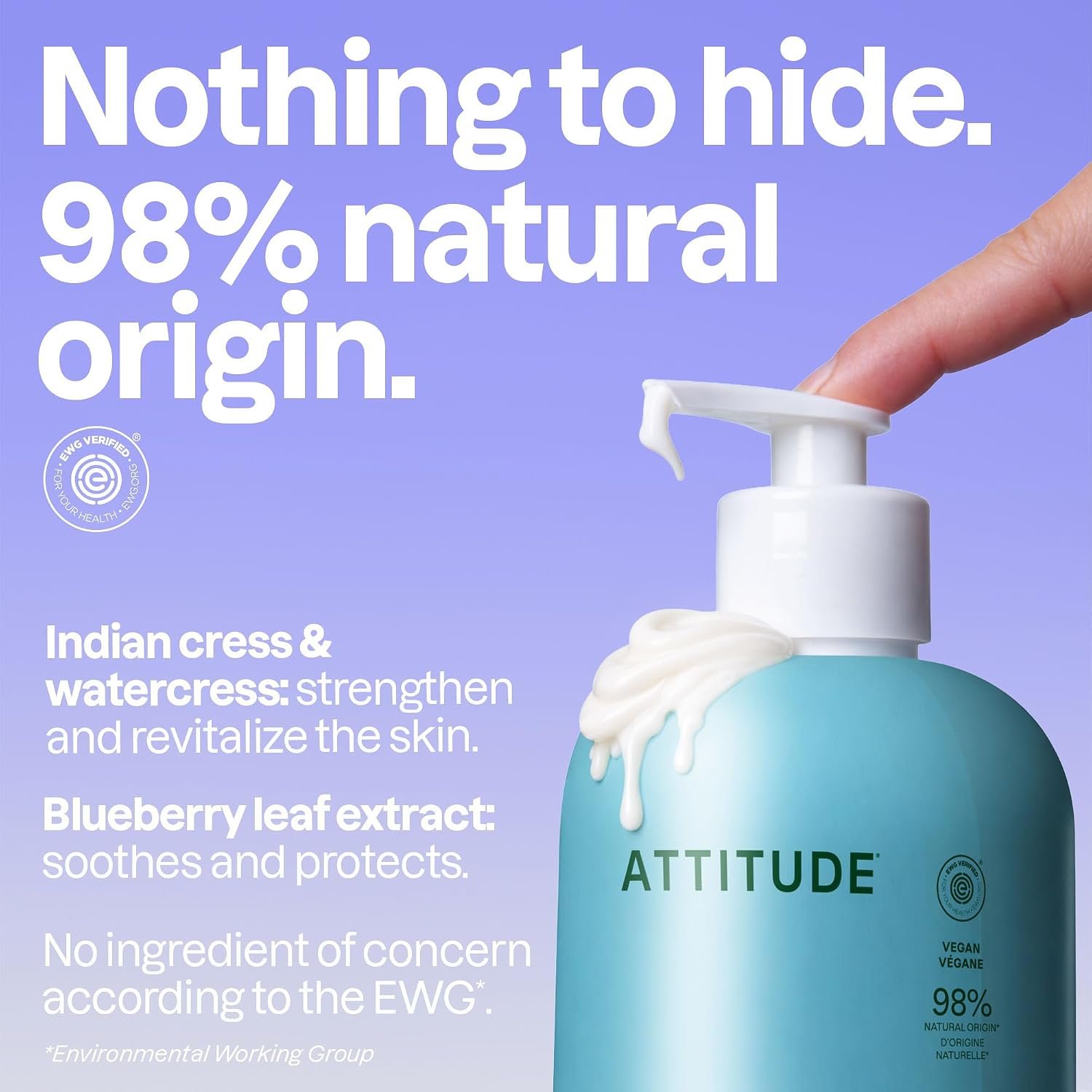 ATTITUDE Body Lotion, EWG Verified Moisturizer, Vegan Skin Care Products, Non-Greasy, Hydrating for Dry Skin, Cruelty Free, Extra Gentle, Unscented, 16 Fl Oz - Image 3