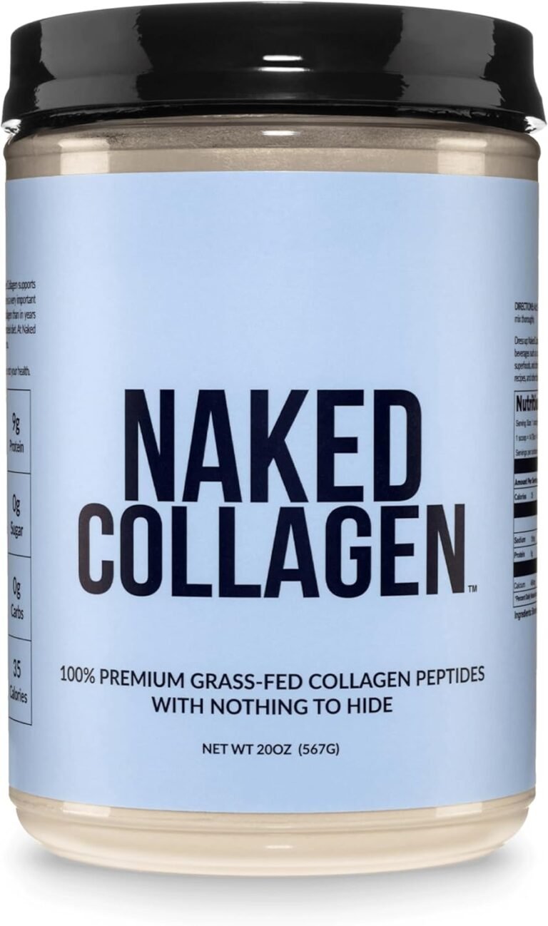 NAKED Collagen Peptides Protein Powder, 60 Servings, Pasture-Raised, Unflavored Grass-Fed Hydrolyzed Collagen Supplement, NSF Certified, Paleo Friendly, Non-GMO, Keto, Gluten Free, 20oz