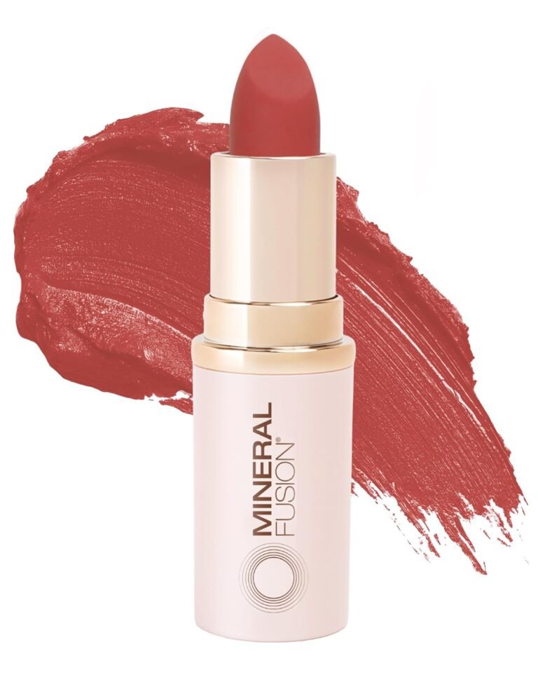 Mineral Fusion Long-Lasting Lipstick, Vivid & Smudge-Free Lip Color with Avocado Oil, Cocoa Seed Butter, Free of FD&C Dyes, Paraben and Gluten, Negroni