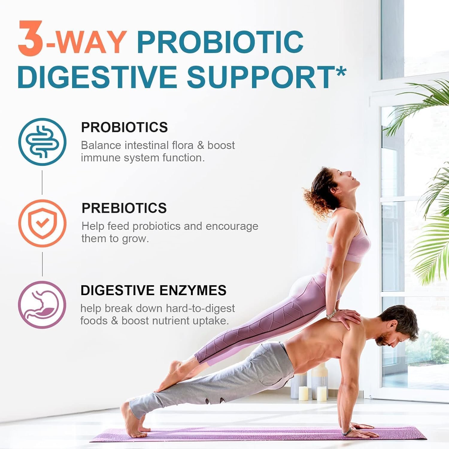 CANLIST Probiotics 120 Billion CFUs 18 Strains, 3 Prebiotics & Digestive Enzymes for Men Women,Digestive & Immune Support,Shelf Stable Non-GMO 60 Capsules - Image 4